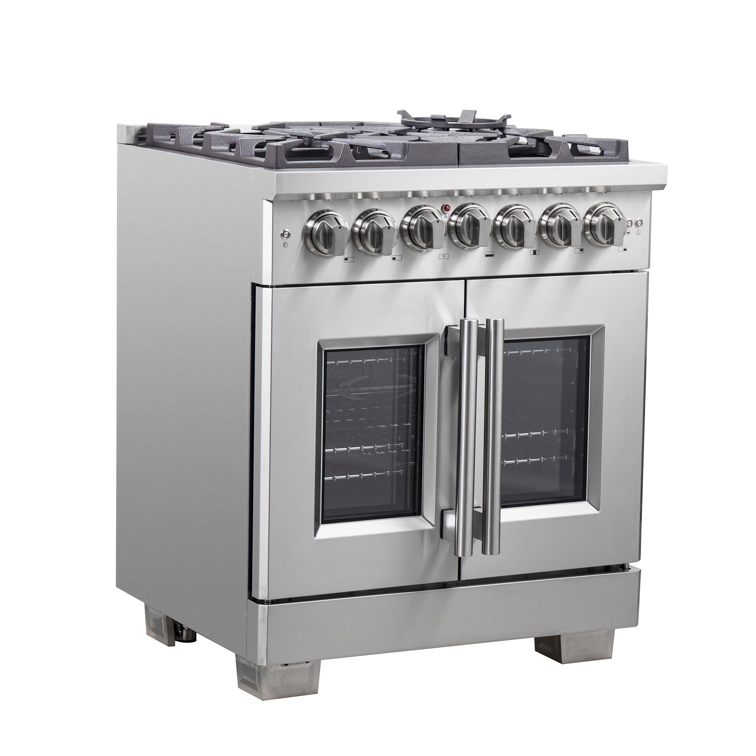 Capriasca 30-Inch Freestanding French Door Dual Fuel Range, 4 Burners, True Convection Oven FFSGS638730