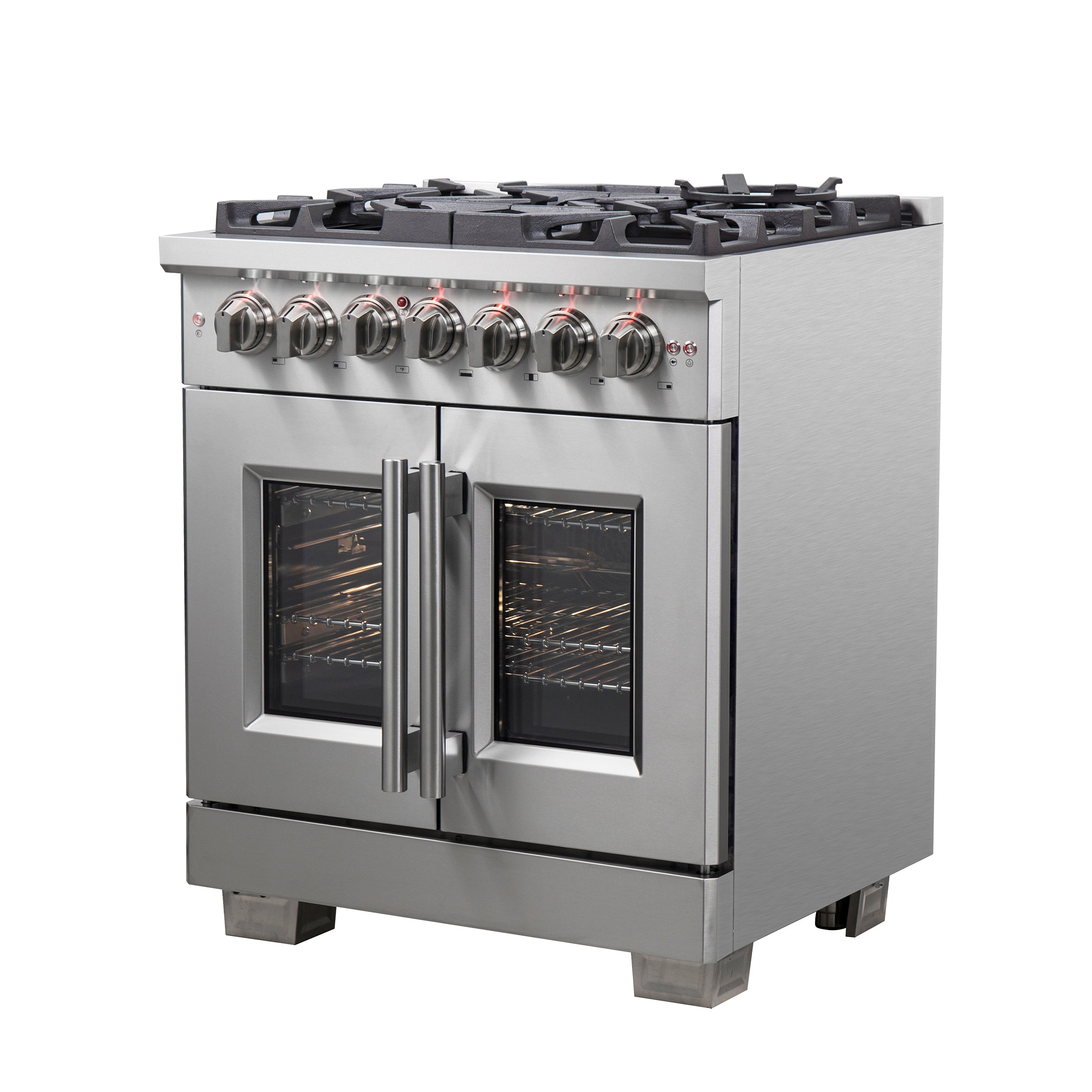 Capriasca 30-Inch Freestanding French Door Dual Fuel Range, 4 Burners, True Convection Oven FFSGS638730