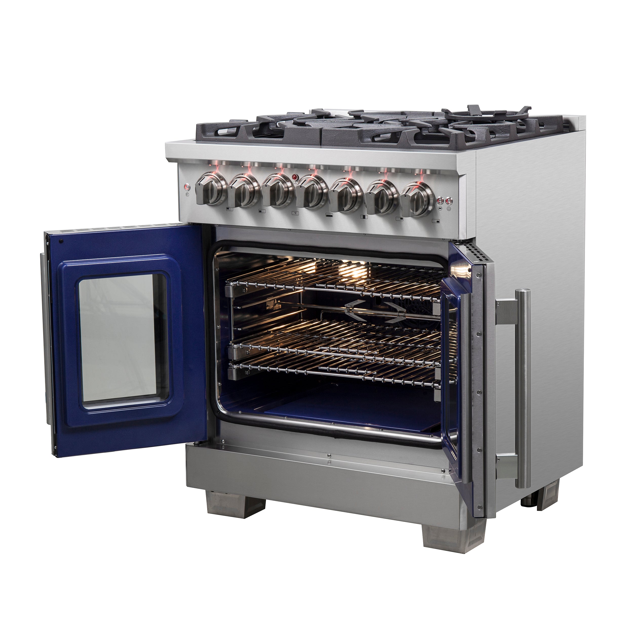 Capriasca 30-Inch Freestanding French Door Dual Fuel Range, 4 Burners, True Convection Oven FFSGS638730