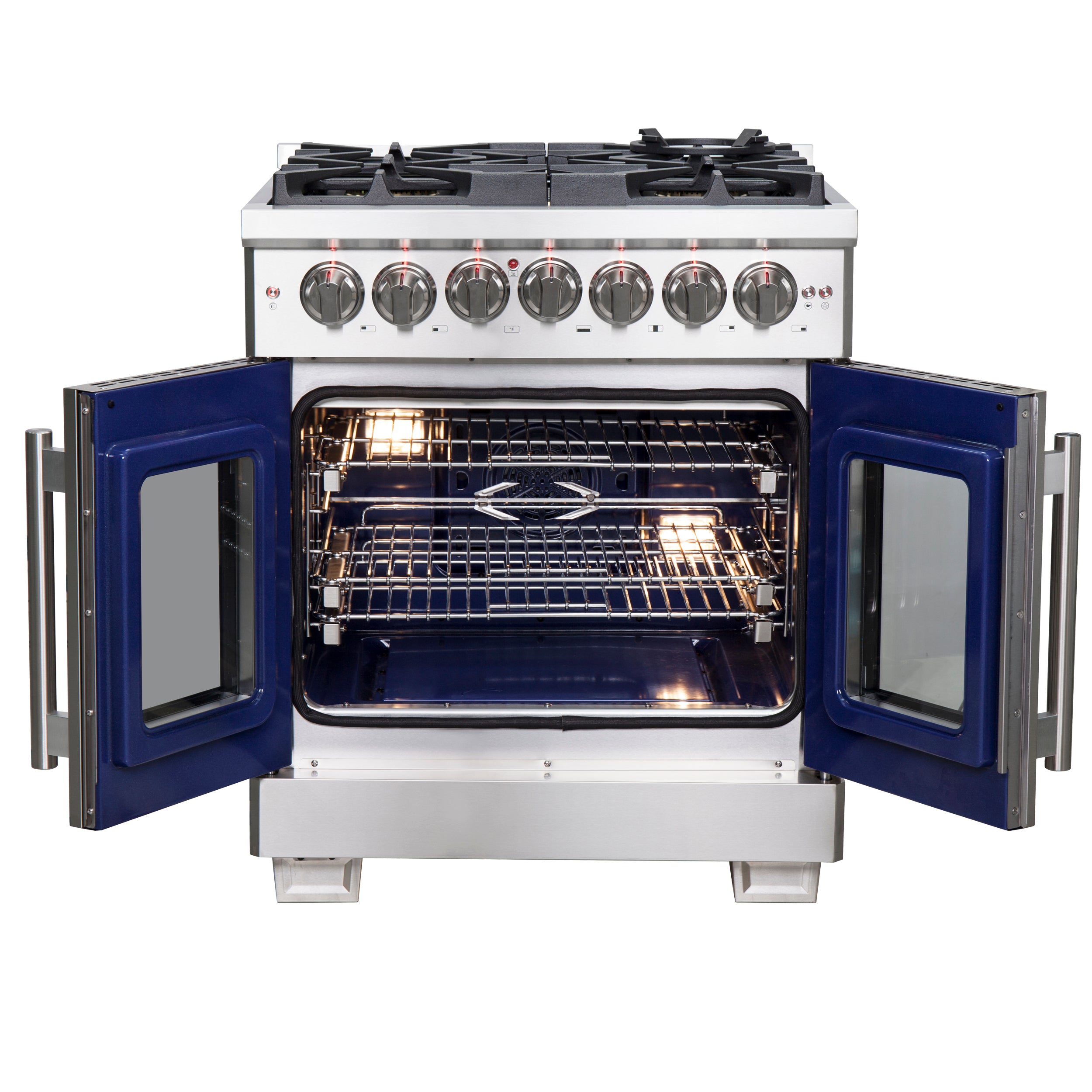 Capriasca 30-Inch Freestanding French Door Dual Fuel Range, 4 Burners, True Convection Oven FFSGS638730