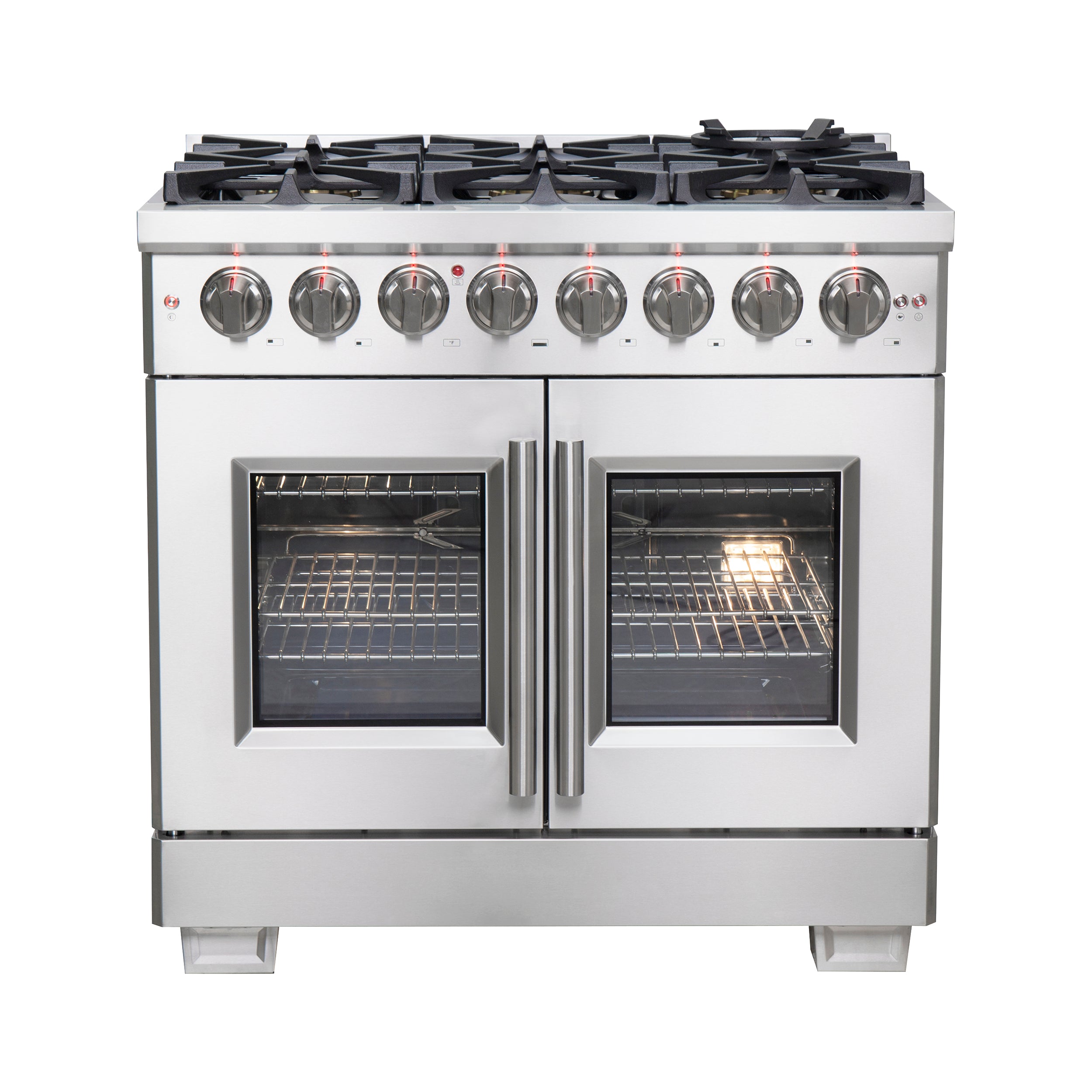 Capriasca 36-Inch Freestanding French Door Dual Fuel Range, 6 Burners, True Convection Oven FFSGS638736