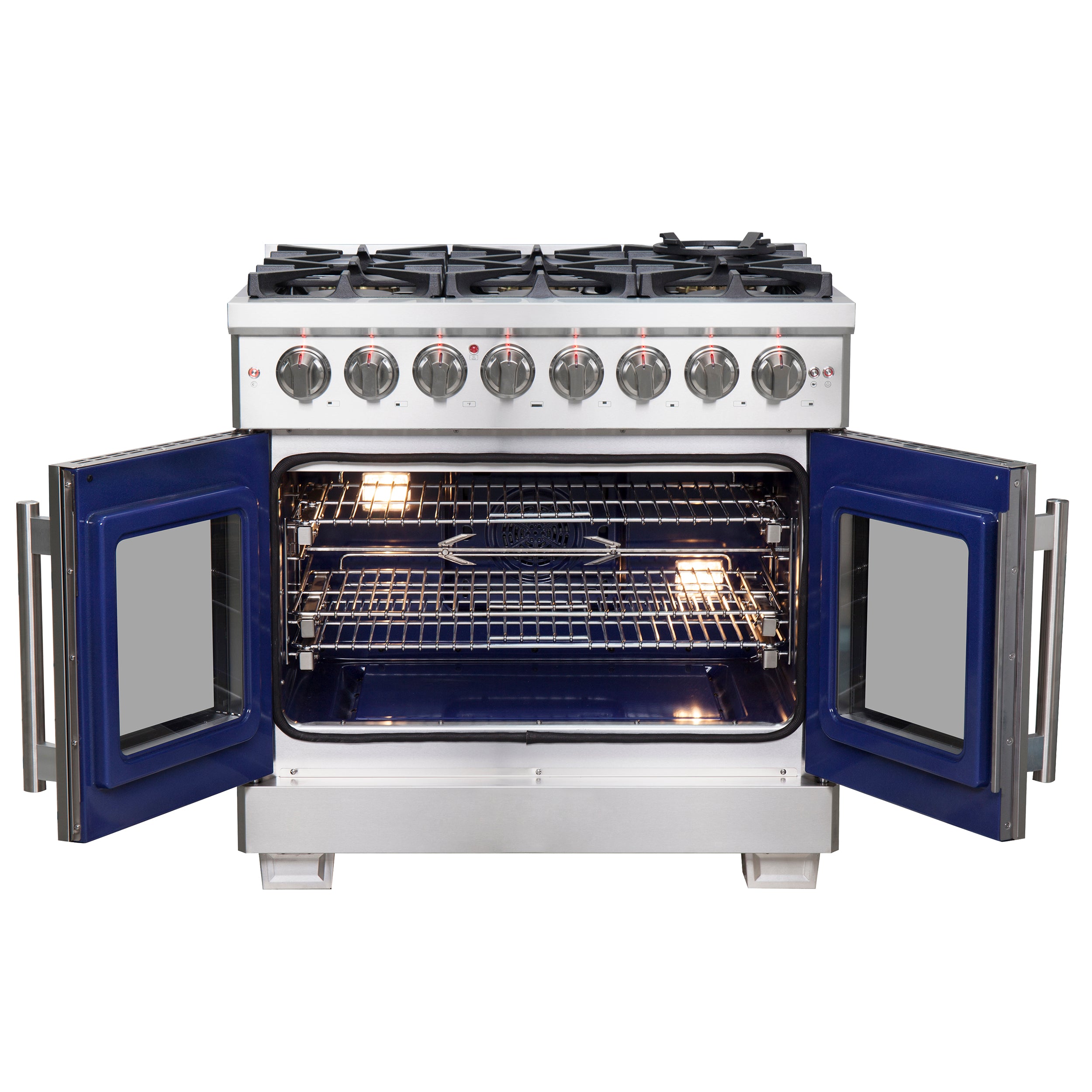 Capriasca 36-Inch Freestanding French Door Dual Fuel Range, 6 Burners, True Convection Oven FFSGS638736