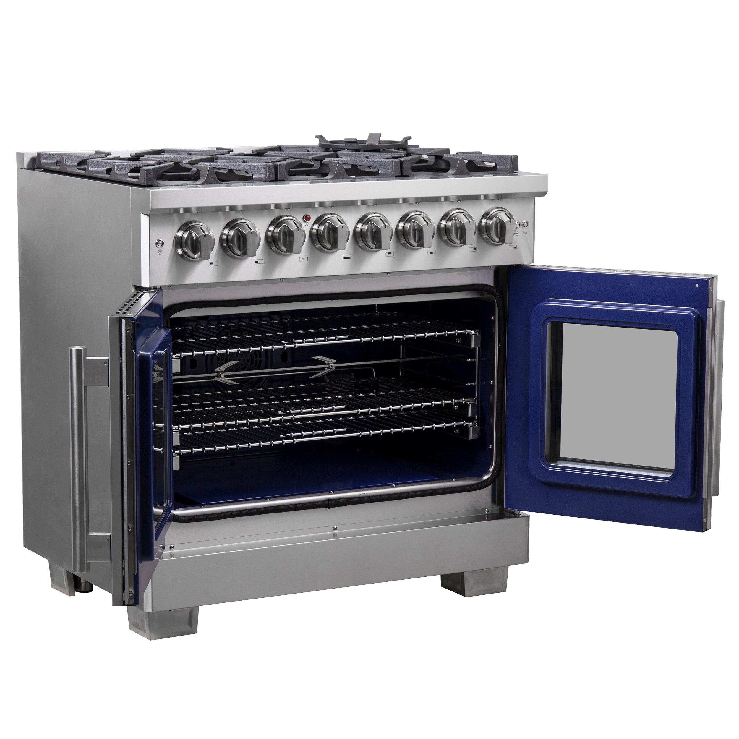 Capriasca 36-Inch Freestanding French Door Dual Fuel Range, 6 Burners, True Convection Oven FFSGS638736