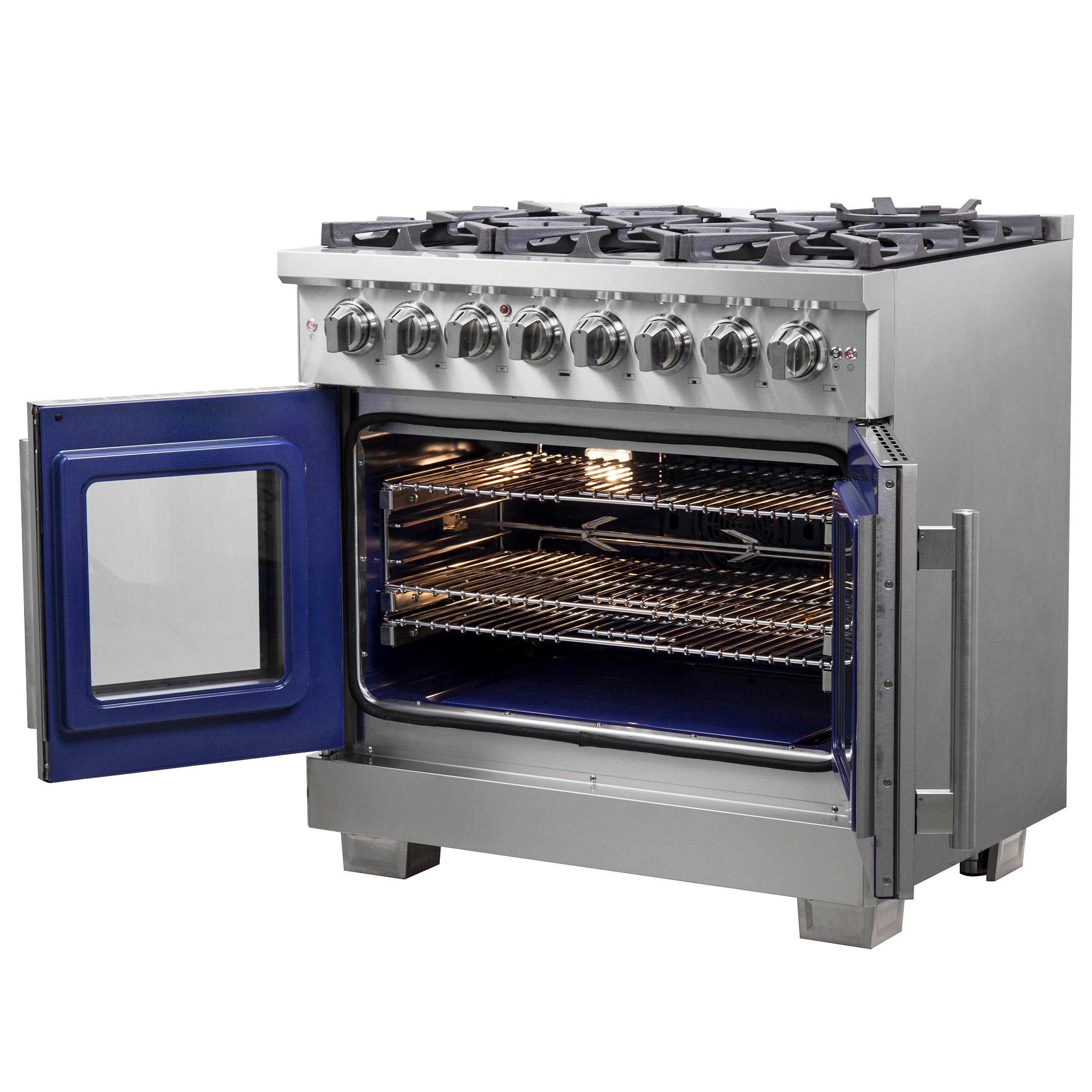 Capriasca 36-Inch Freestanding French Door Dual Fuel Range, 6 Burners, True Convection Oven FFSGS638736