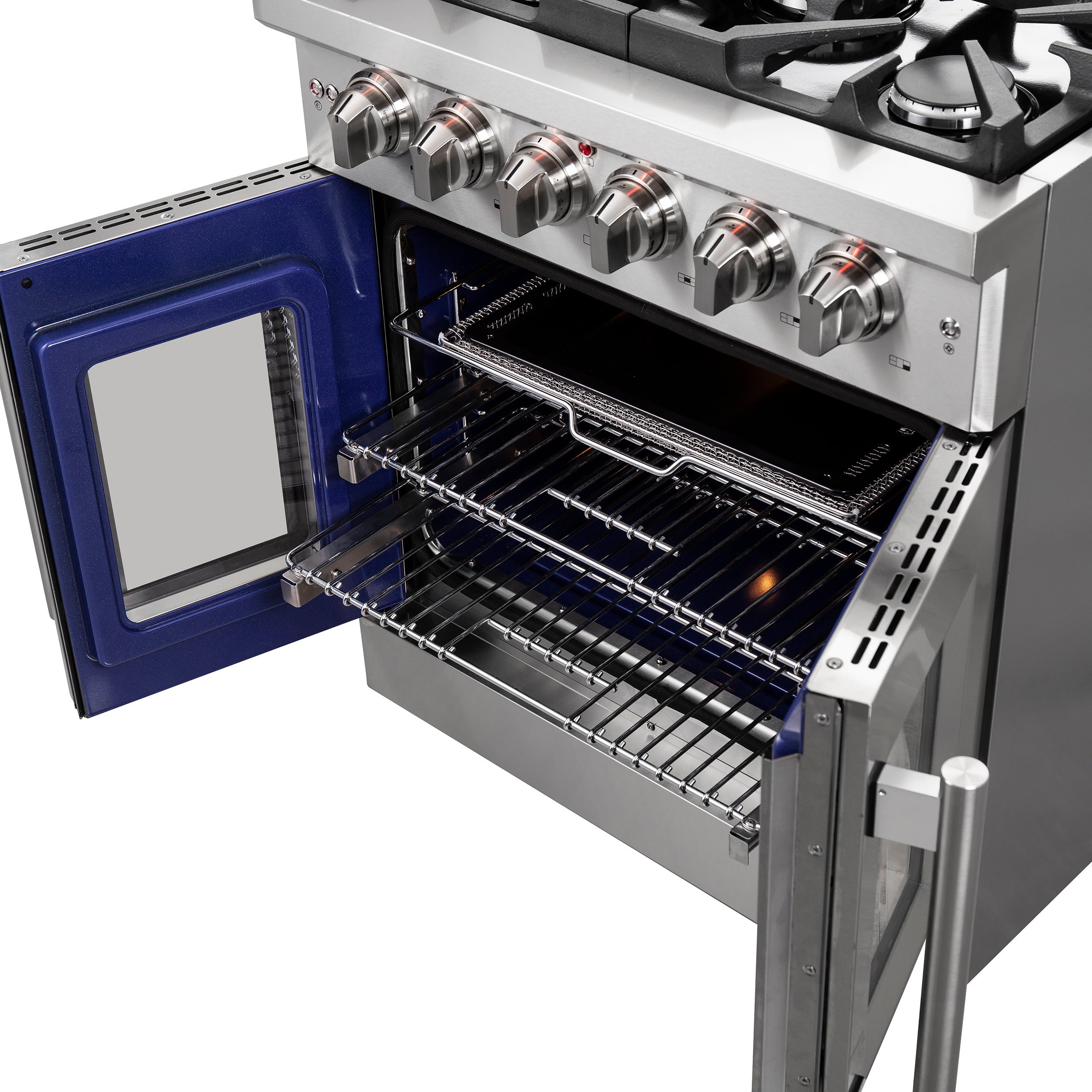 Massimo 30-Inch Freestanding French Door Gas Range, 4 Burners, Convection Oven, Energy Efficient FFSGS643930
