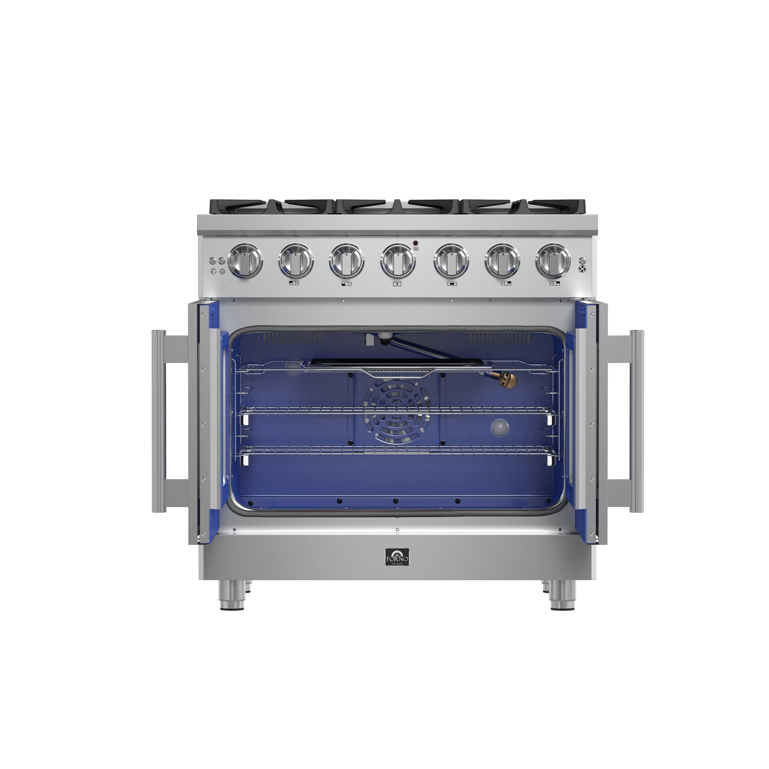 Massimo 36-Inch Freestanding French Door Gas Range, 6 Burners, Convection Oven, Energy Efficient FFSGS643936