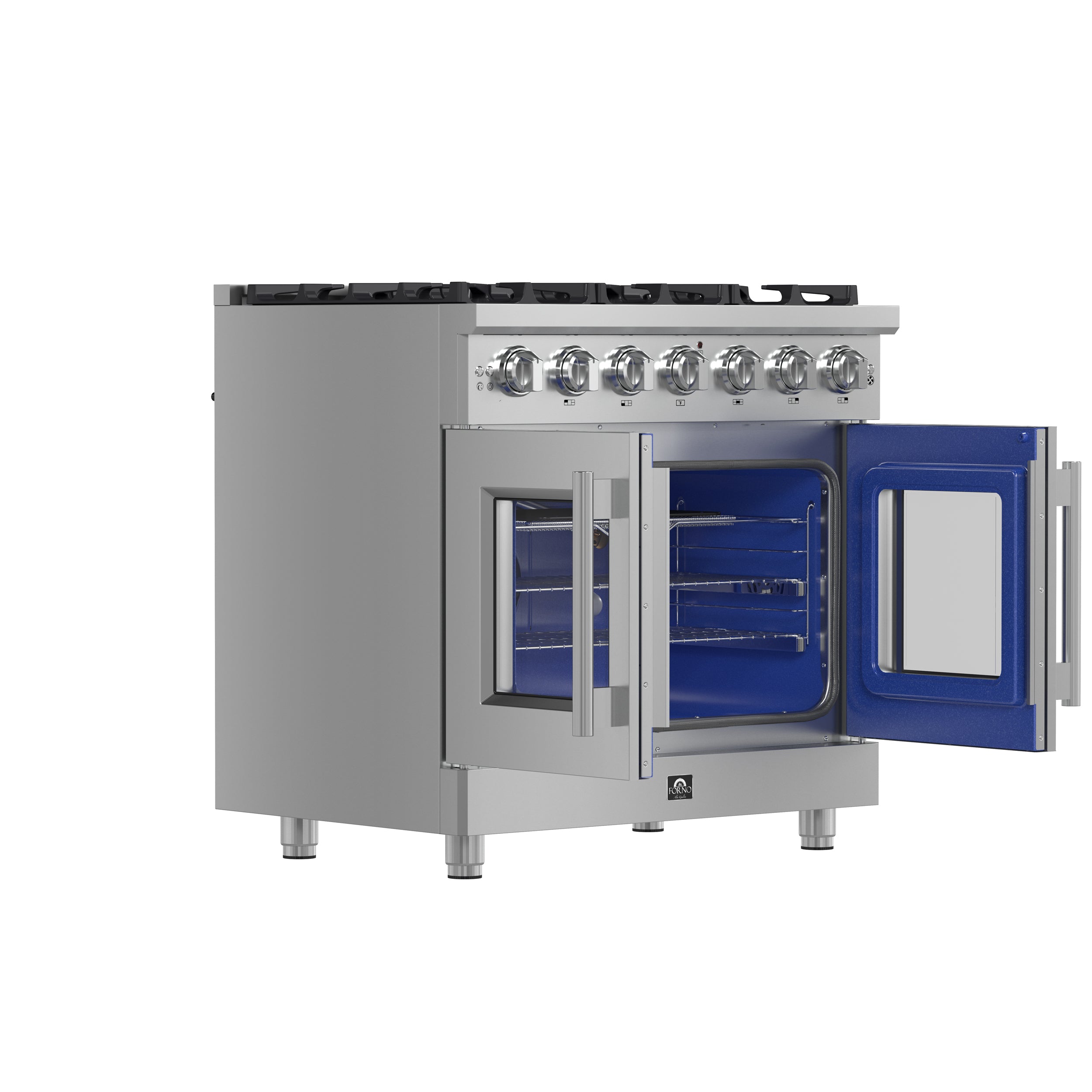 Massimo 36-Inch Freestanding French Door Gas Range, 6 Burners, Convection Oven, Energy Efficient FFSGS643936