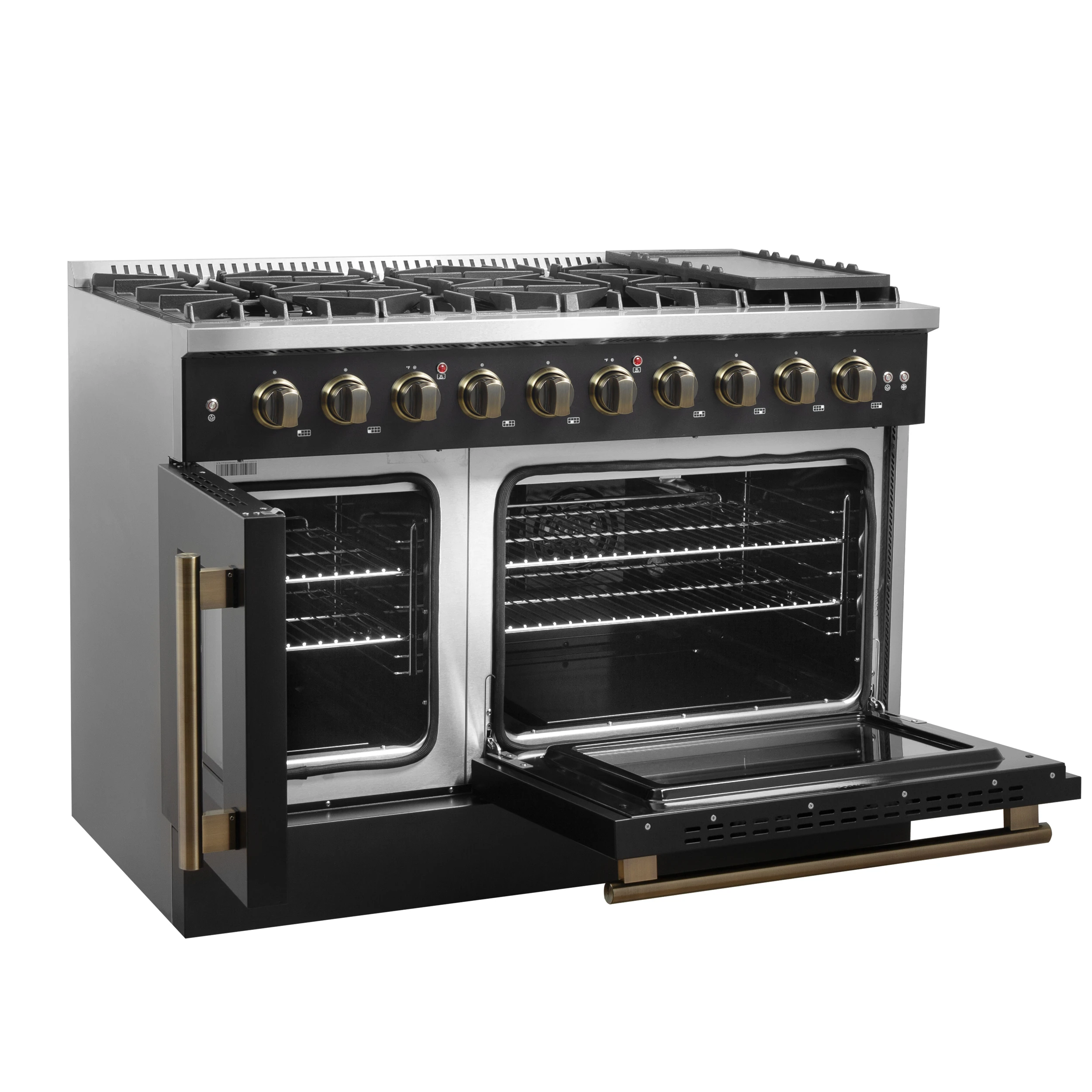 Galiano 48" Freestanding French Door Gas Range in FFSGS644448BLK