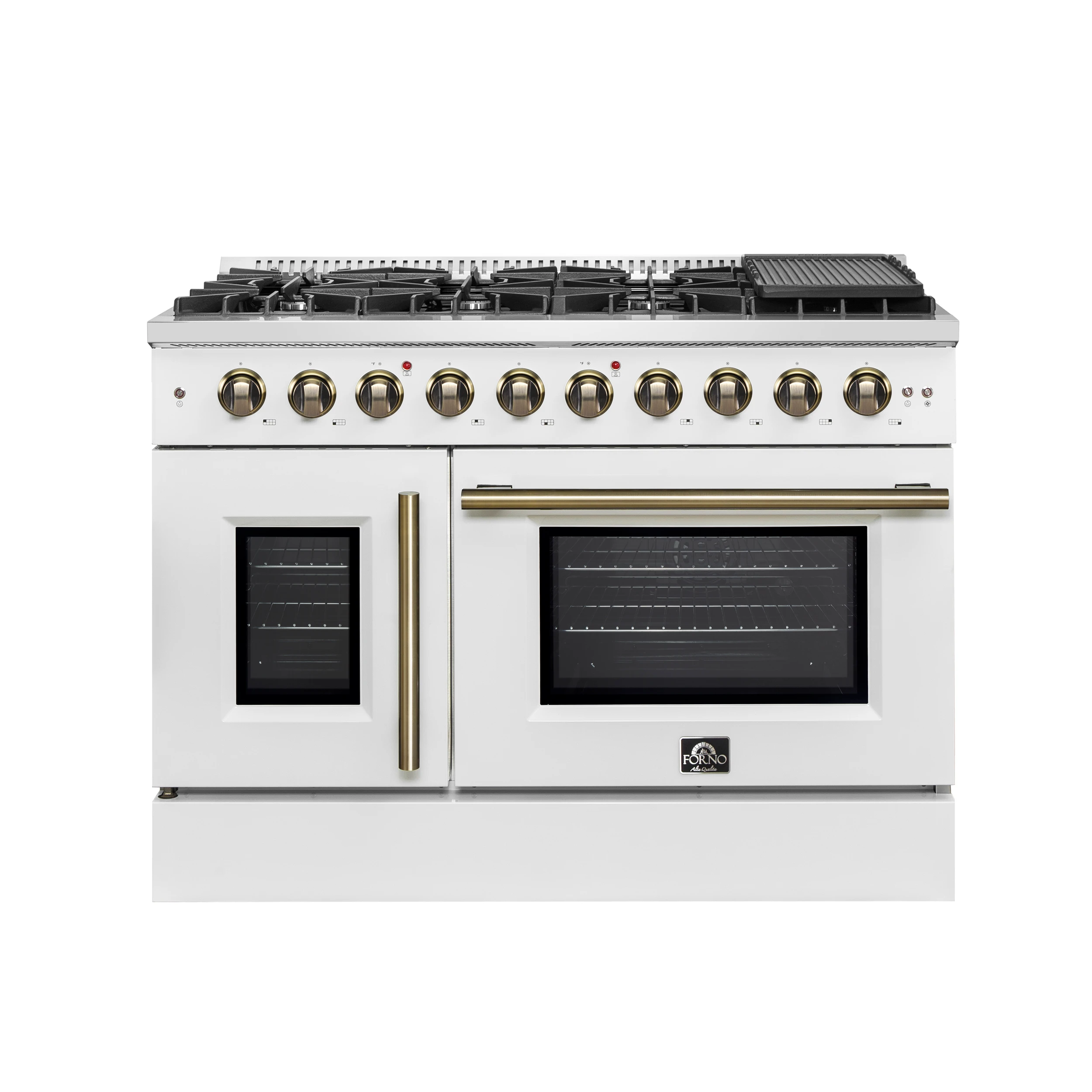 Galiano 48-Inch Freestanding French Door Gas Range, & Antique Brass FFSGS644448WHT