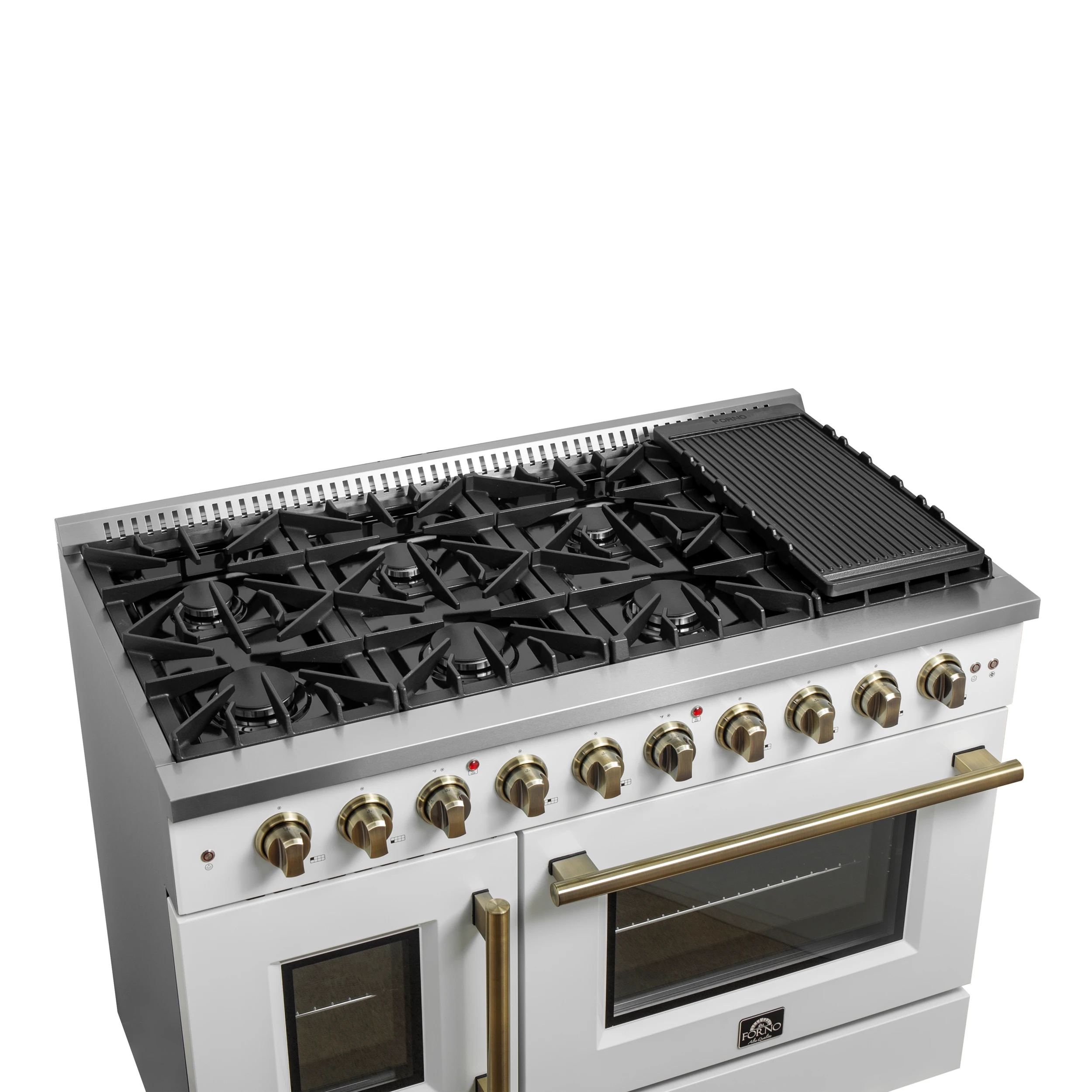 Galiano 48-Inch Freestanding French Door Gas Range, & Antique Brass FFSGS644448WHT