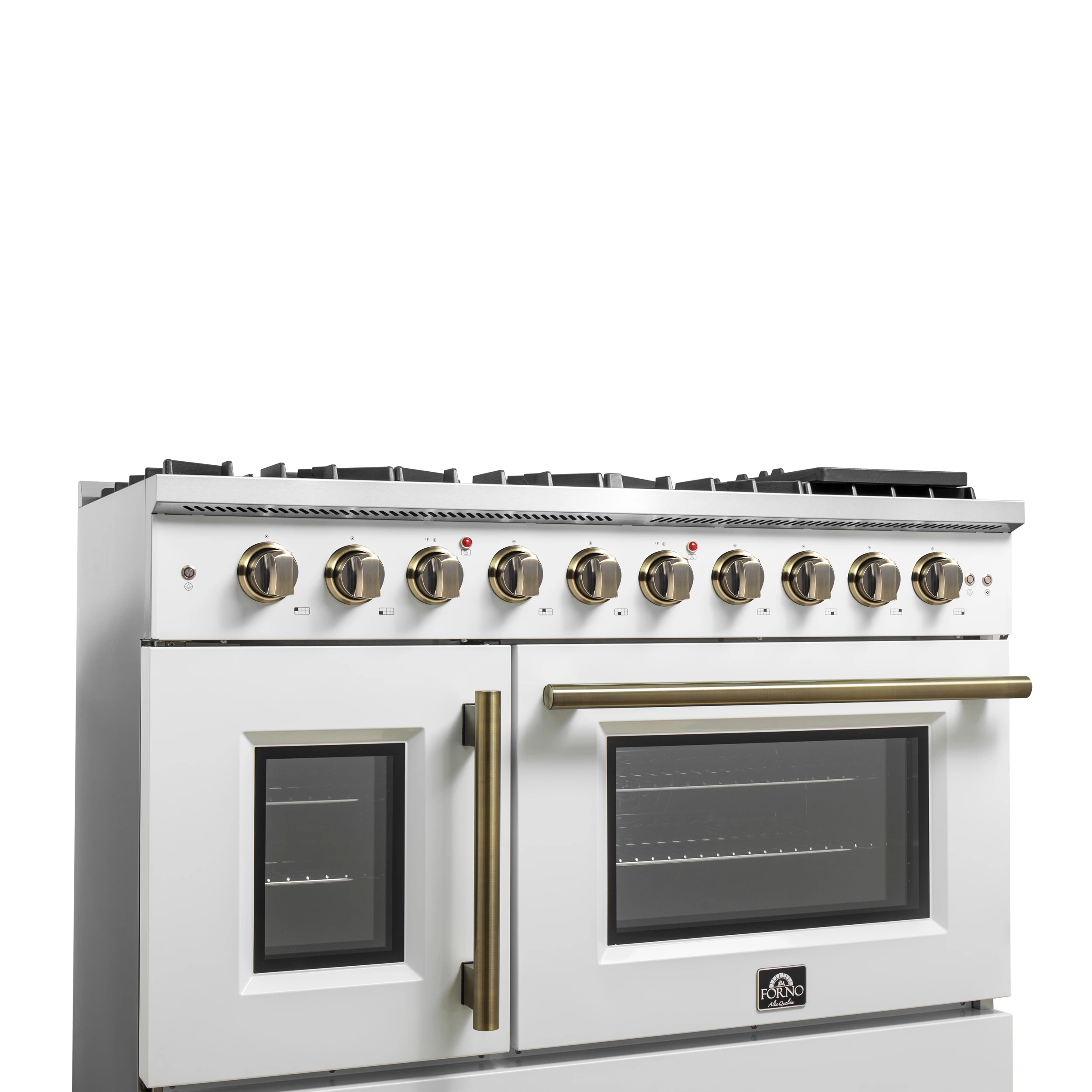 Galiano 48-Inch Freestanding French Door Gas Range, & Antique Brass FFSGS644448WHT