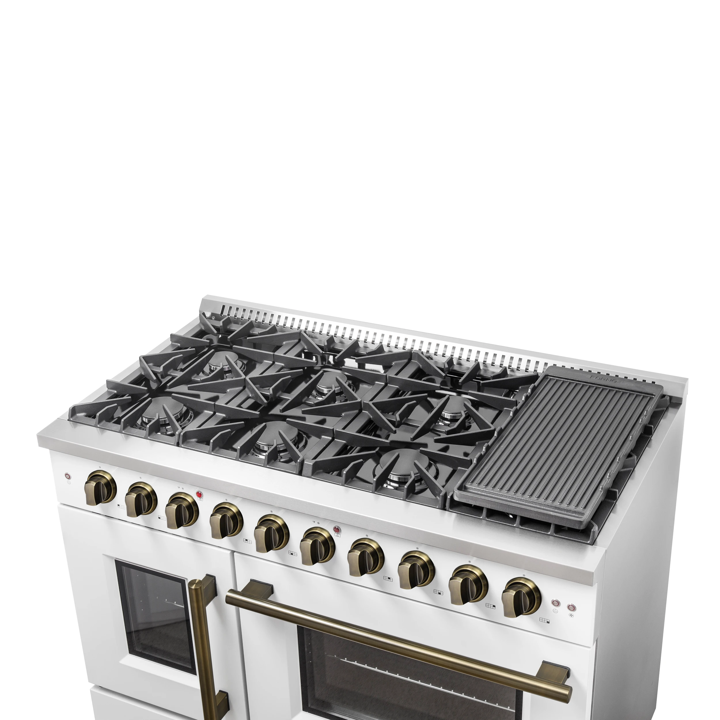 Galiano 48-Inch Freestanding French Door Gas Range, & Antique Brass FFSGS644448WHT