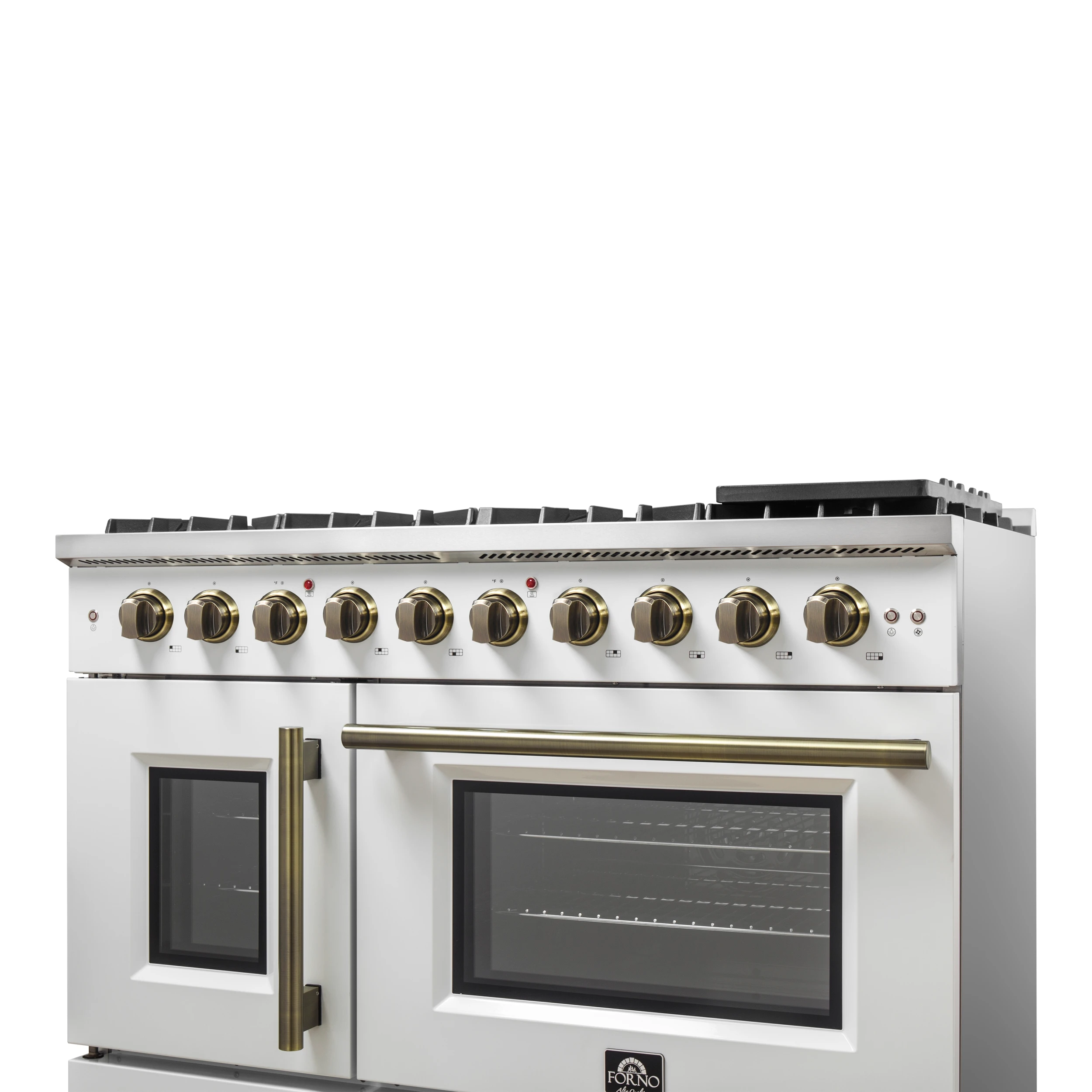 Galiano 48-Inch Freestanding French Door Gas Range, & Antique Brass FFSGS644448WHT