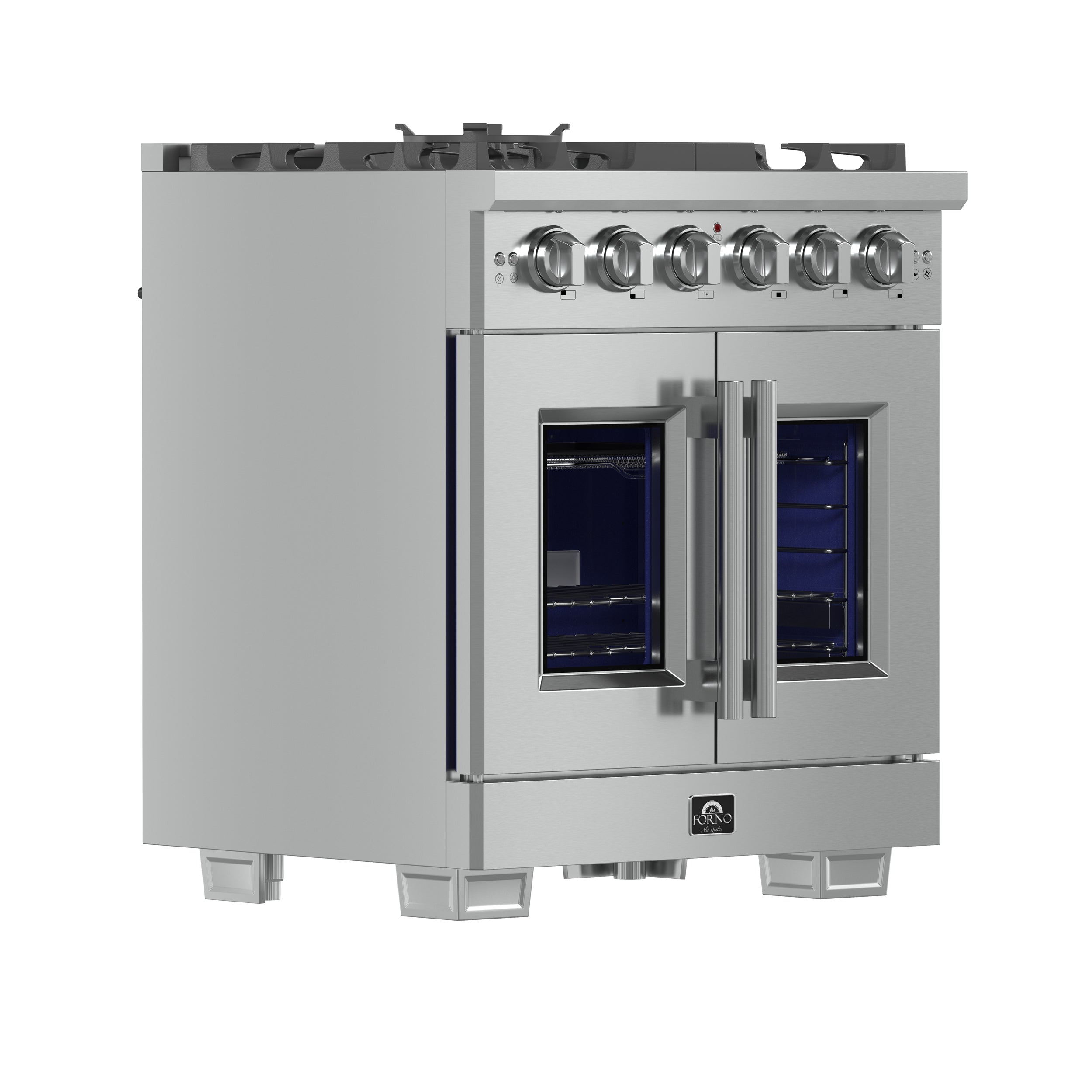 Capriasca 30-Inch Freestanding French Door Gas Range, 4 Burners, Convection Oven, Energy Efficient FFSGS646030
