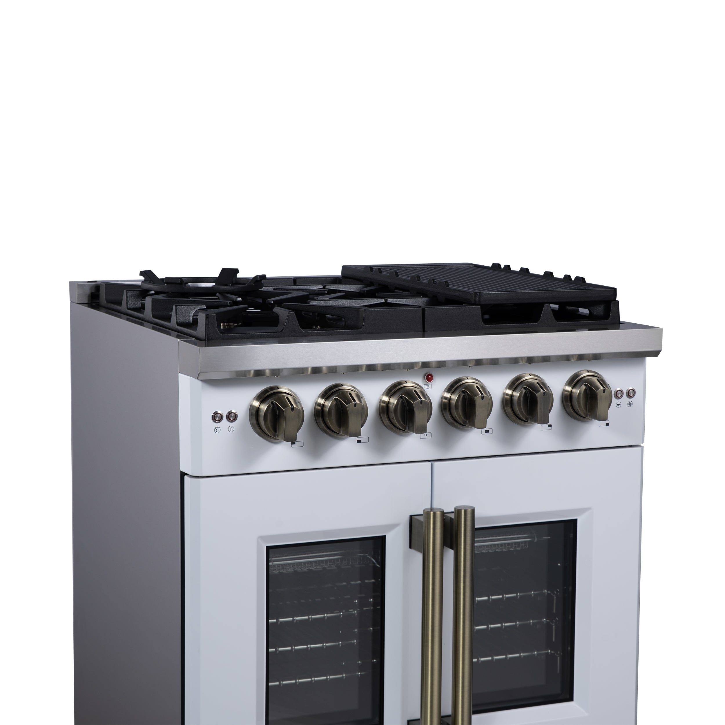 Capriasca 30-Inch Freestanding French Door Gas Range, 4 Burners, Convection Oven, Energy Efficient FFSGS646030WHT