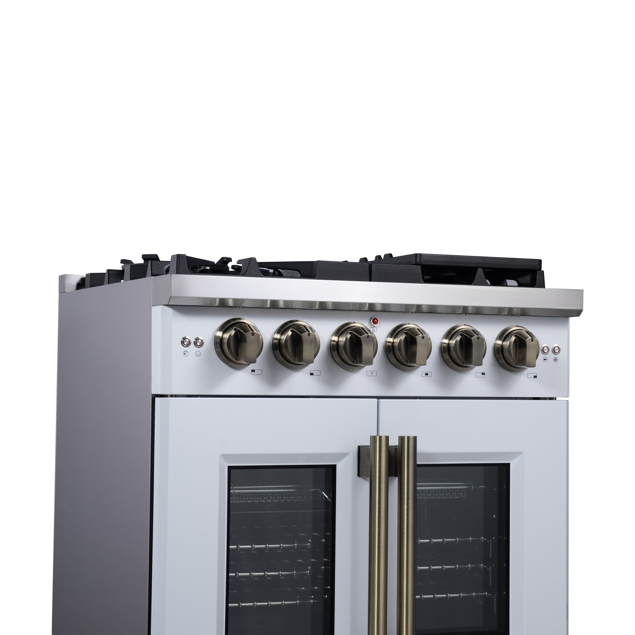 Capriasca 30-Inch Freestanding French Door Gas Range, 4 Burners, Convection Oven, Energy Efficient FFSGS646030WHT