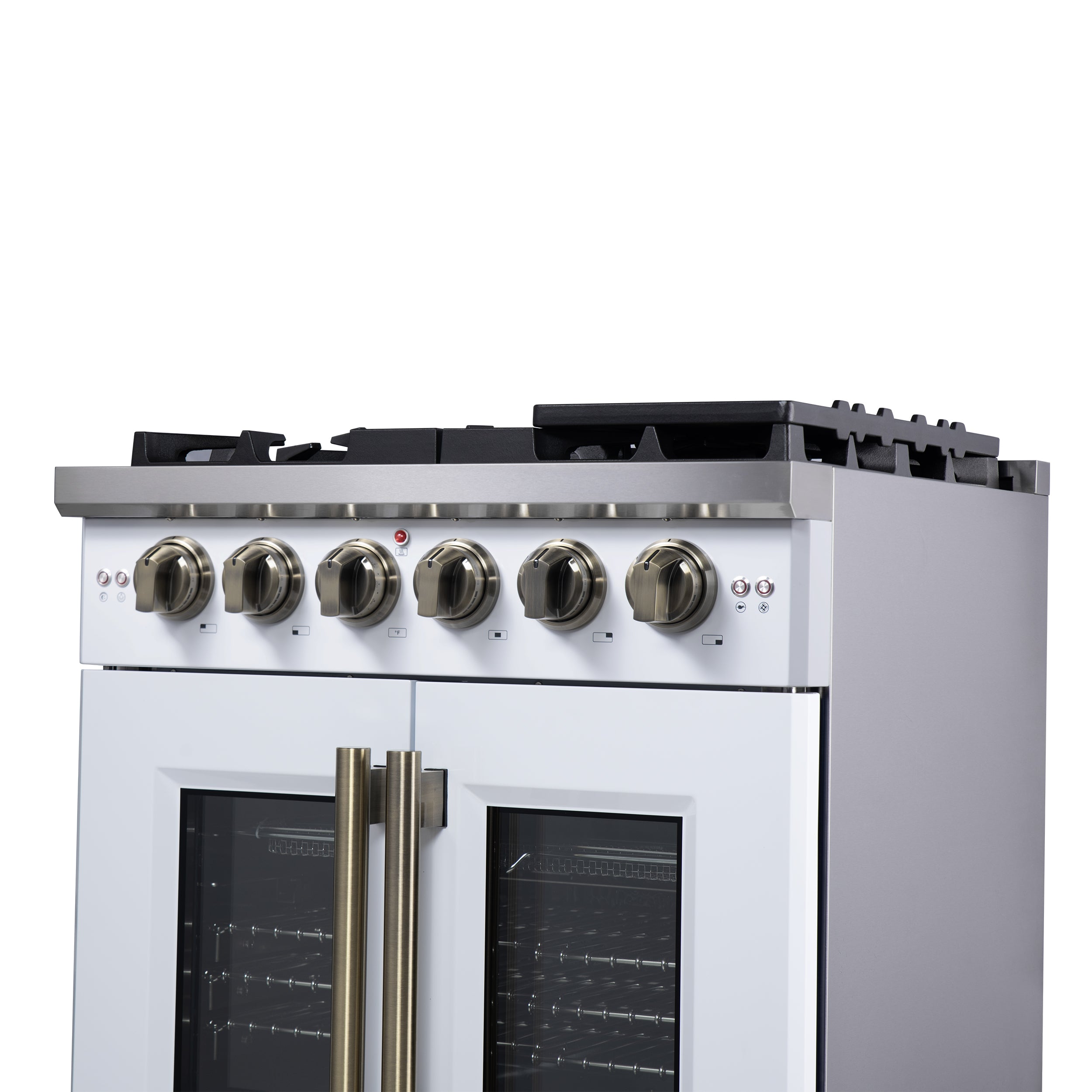 Capriasca 30-Inch Freestanding French Door Gas Range, 4 Burners, Convection Oven, Energy Efficient FFSGS646030WHT