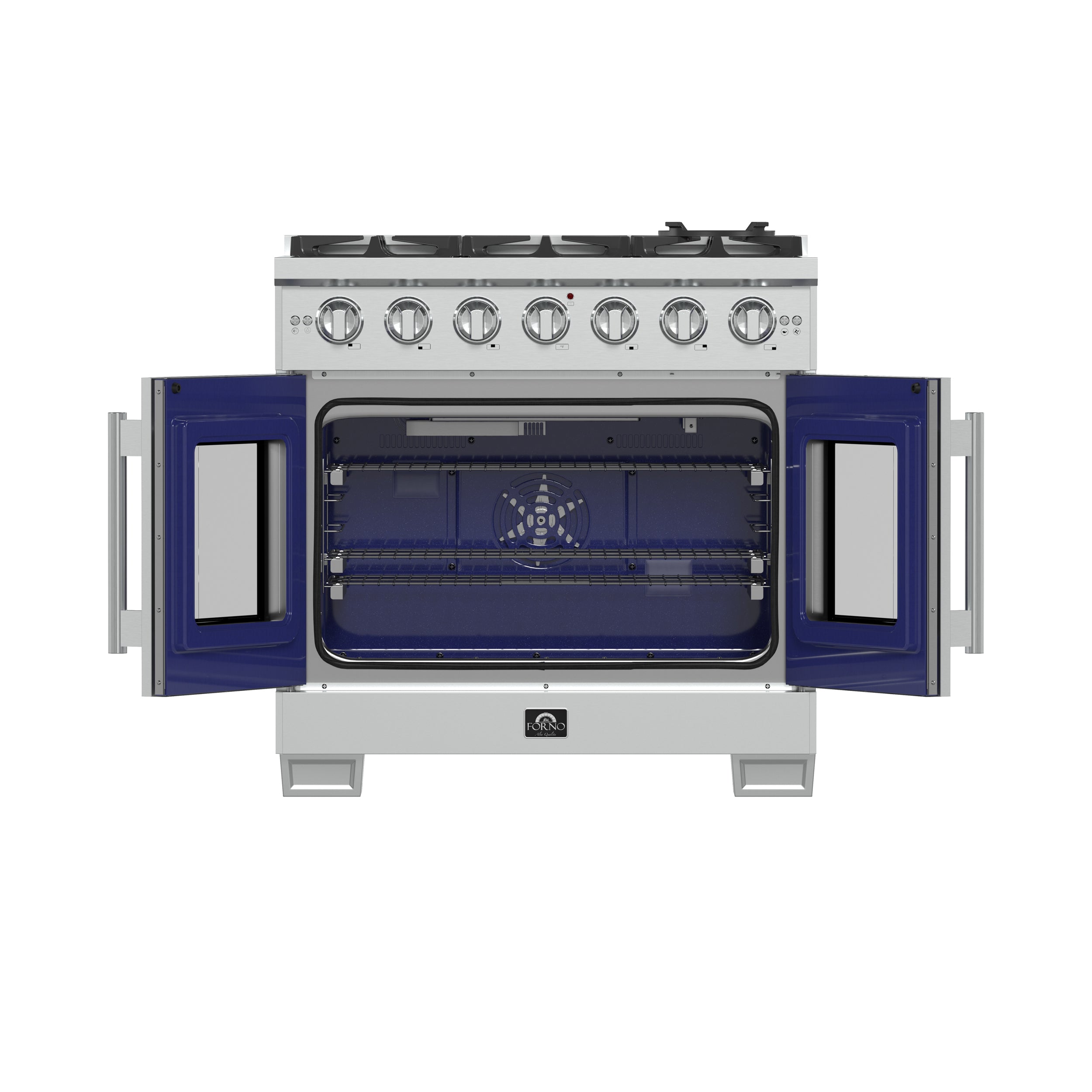 Capriasca 36-Inch Freestanding French Door Gas Range, 6 Burners, Convection Oven, Energy Efficient FFSGS646036