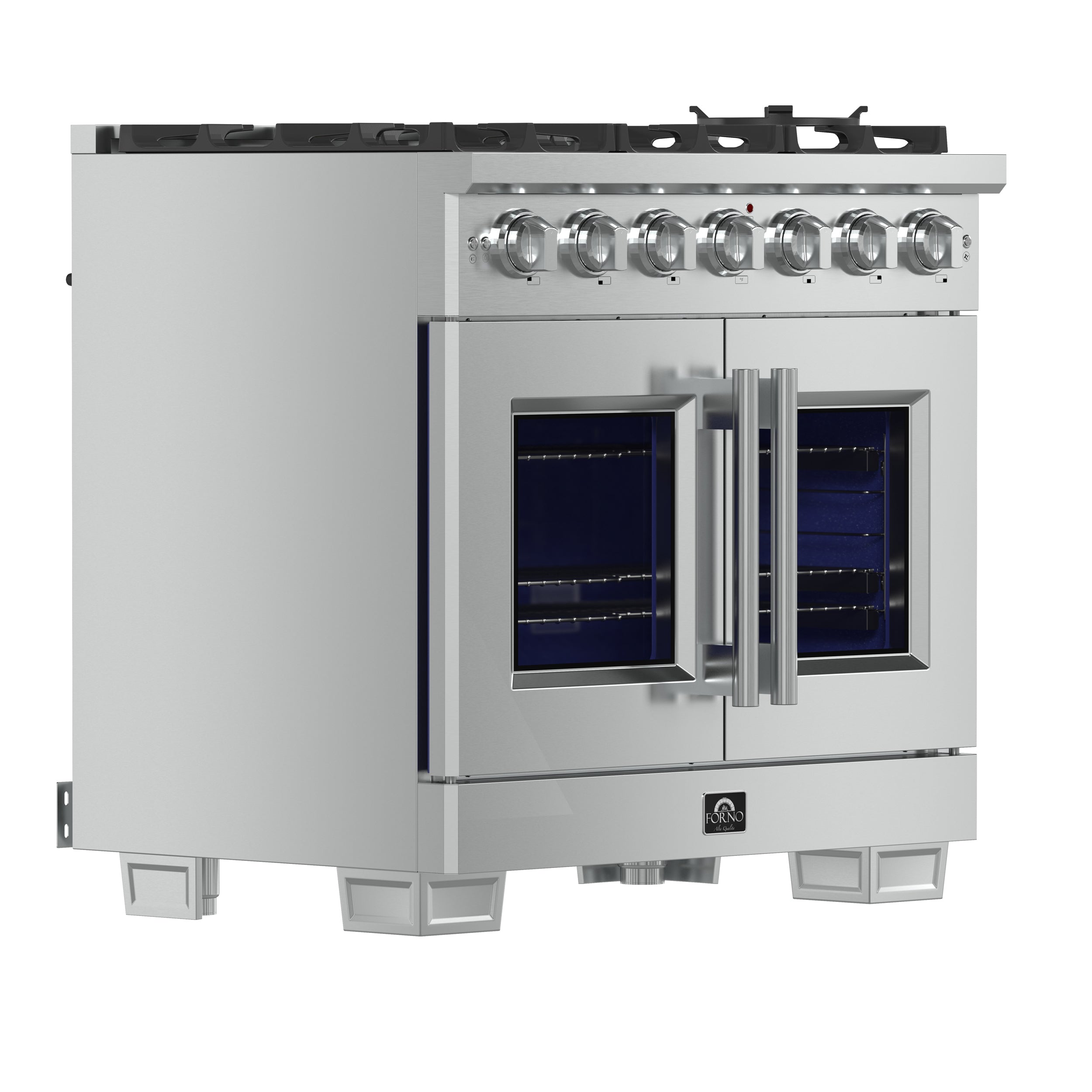 Capriasca 36-Inch Freestanding French Door Gas Range, 6 Burners, Convection Oven, Energy Efficient FFSGS646036