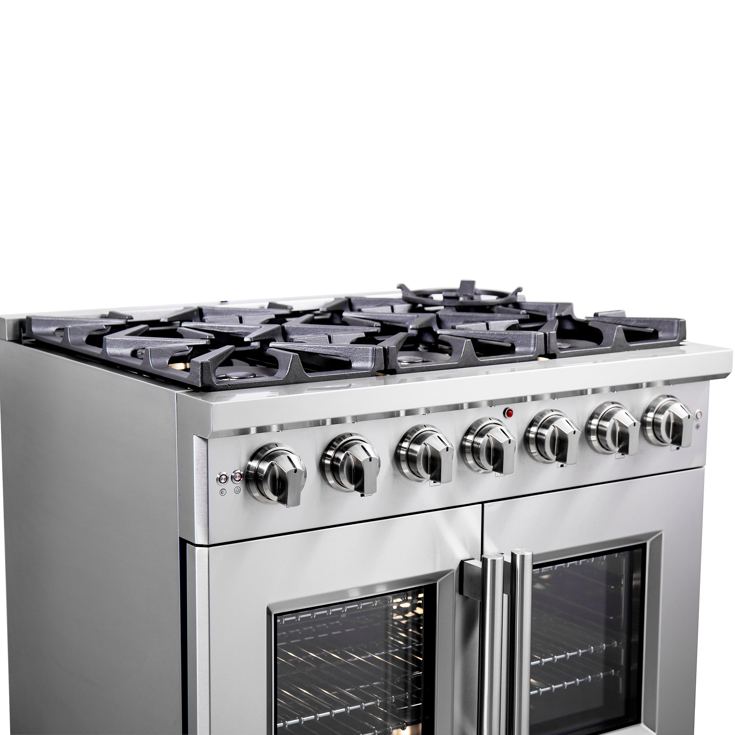 Capriasca 36-Inch Freestanding French Door Gas Range, 6 Burners, Convection Oven, Energy Efficient FFSGS646036