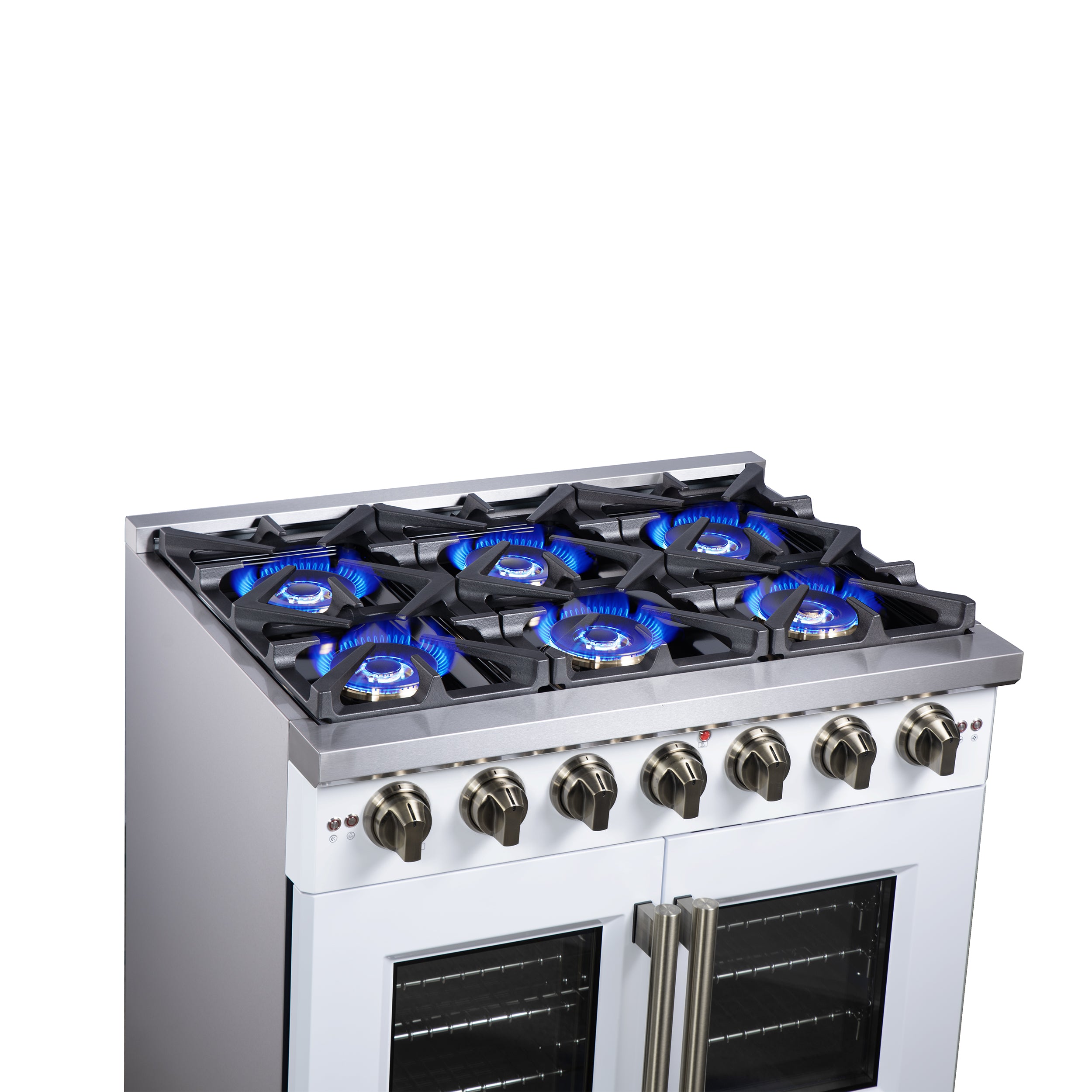 Capriasca 36-Inch Freestanding French Door Gas Range, 6 Burners, Convection Oven, Energy Efficient FFSGS646036WHT