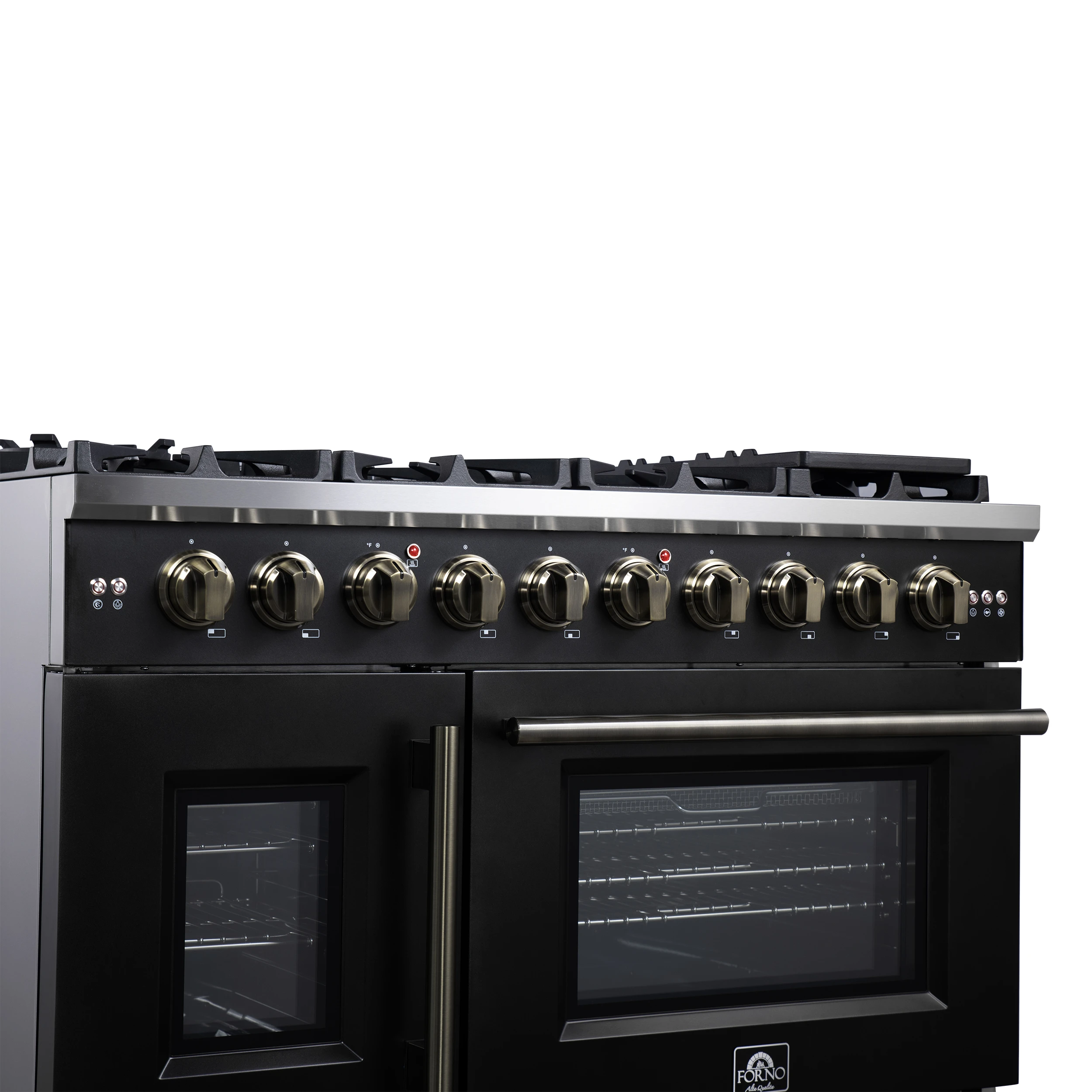 Capriasca 48-Inch Freestanding French Door Gas Range, 8 Burners, Convection Oven, Energy Efficient FFSGS646048BLK