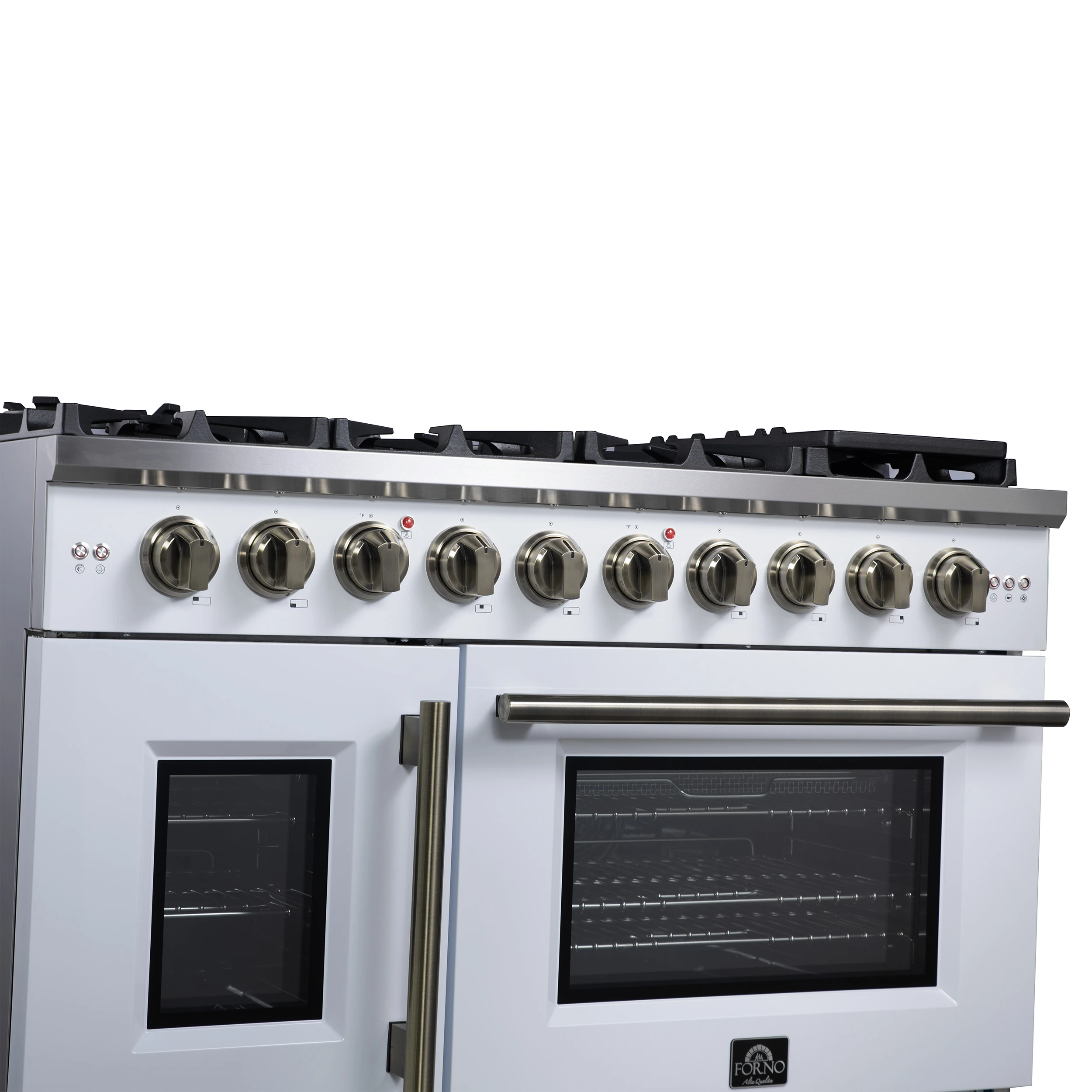 Capriasca 48-Inch Freestanding French Door Gas Range, 8 Burners, Convection Oven, Energy Efficient FFSGS646048WHT