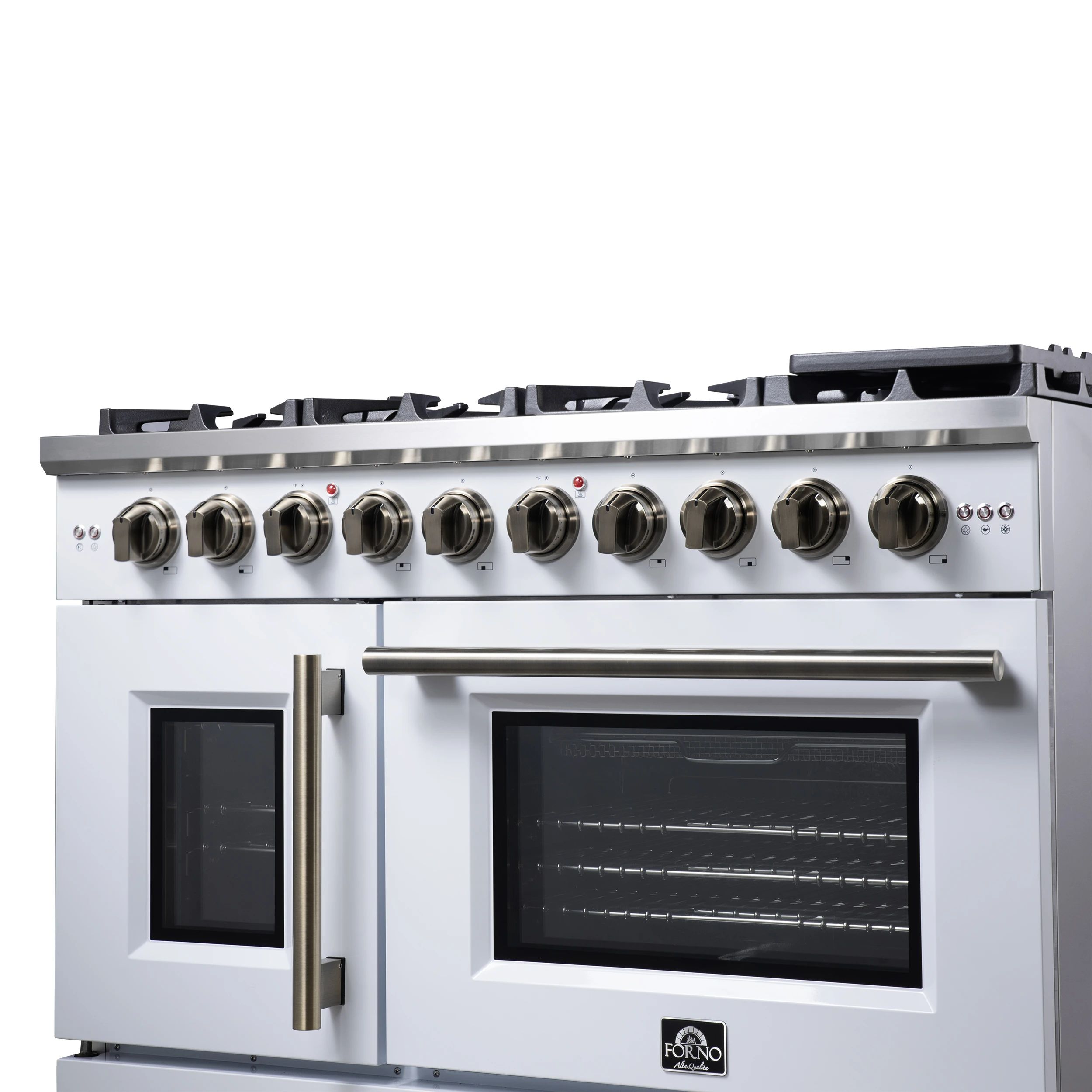 Capriasca 48-Inch Freestanding French Door Gas Range, 8 Burners, Convection Oven, Energy Efficient FFSGS646048WHT