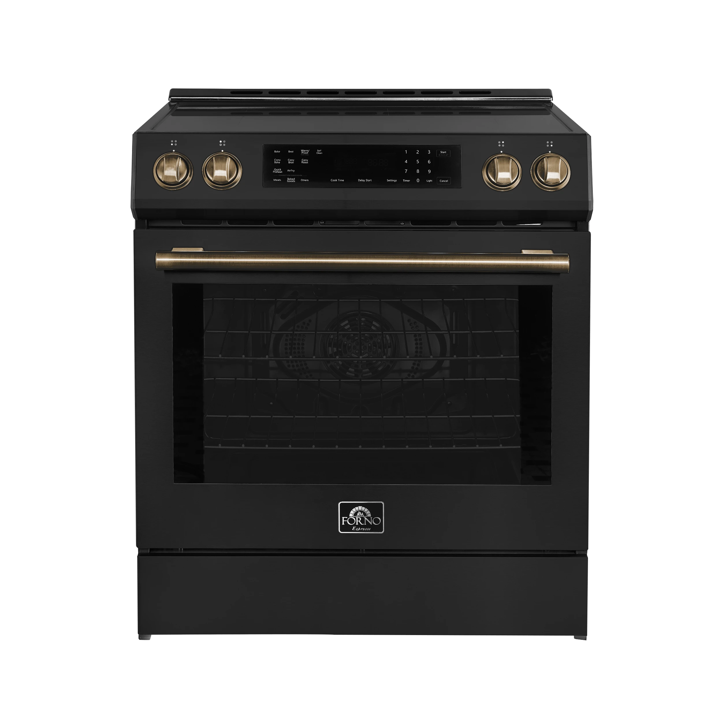 Donatello Espresso 30-Inch Slide-In Induction Range, Convection Oven, 5 Cooking Zones, Touch Control Panel FFSIN090530BLK