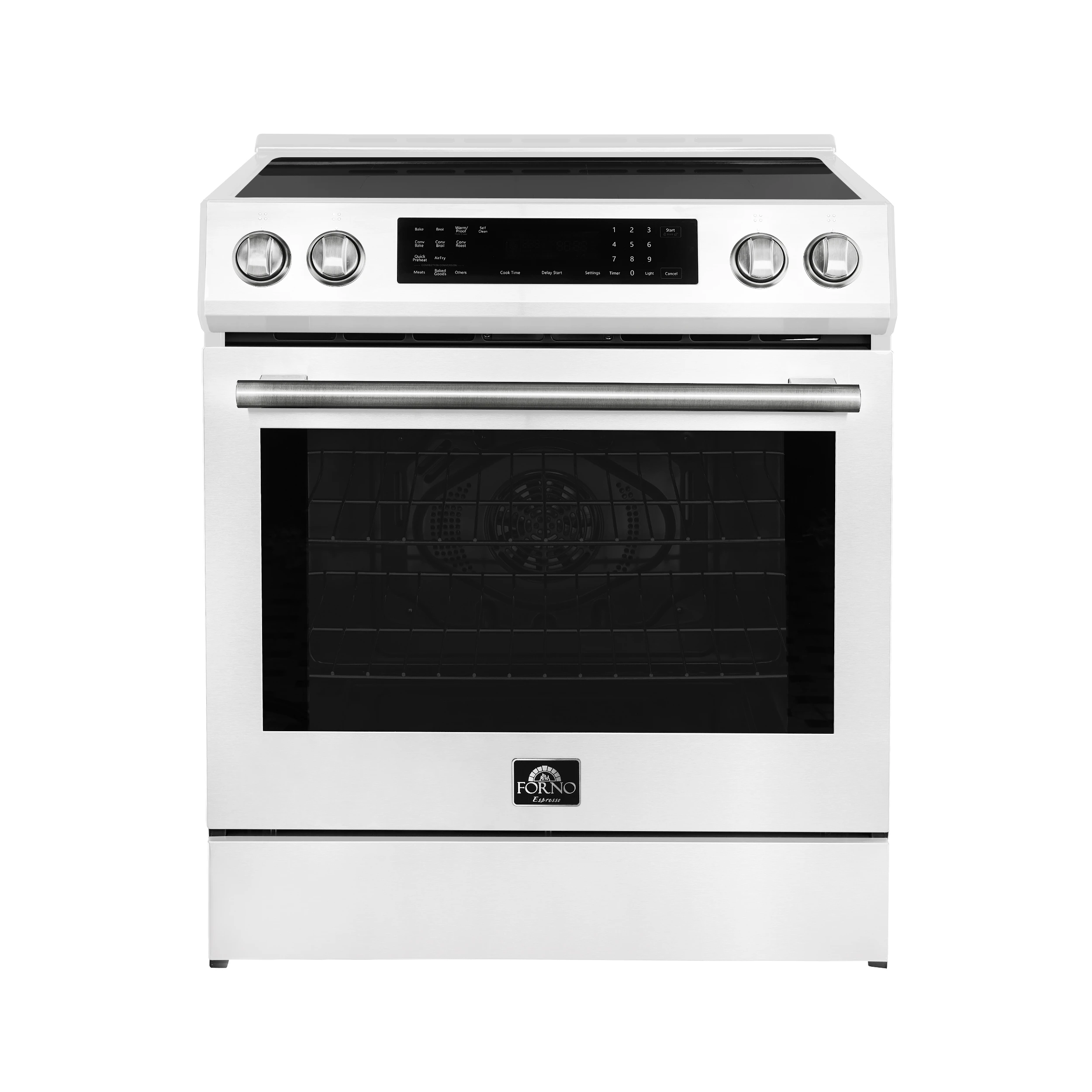 Donatello Espresso 30-Inch Slide-In Induction Range, Convection Oven, 5 Cooking Zones, Touch Control Panel FFSIN090530WHT