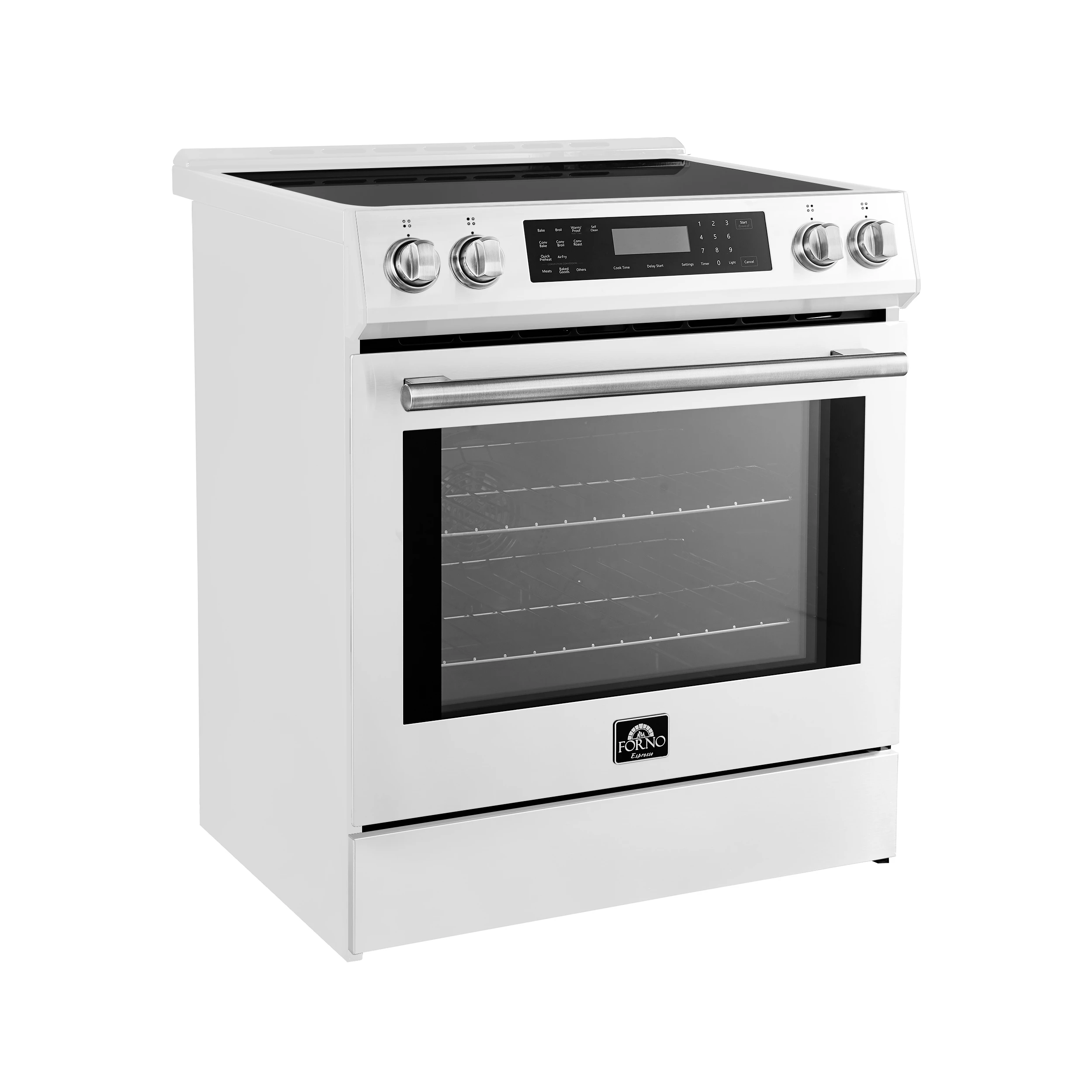 Donatello Espresso 30-Inch Slide-In Induction Range, Convection Oven, 5 Cooking Zones, Touch Control Panel FFSIN090530WHT
