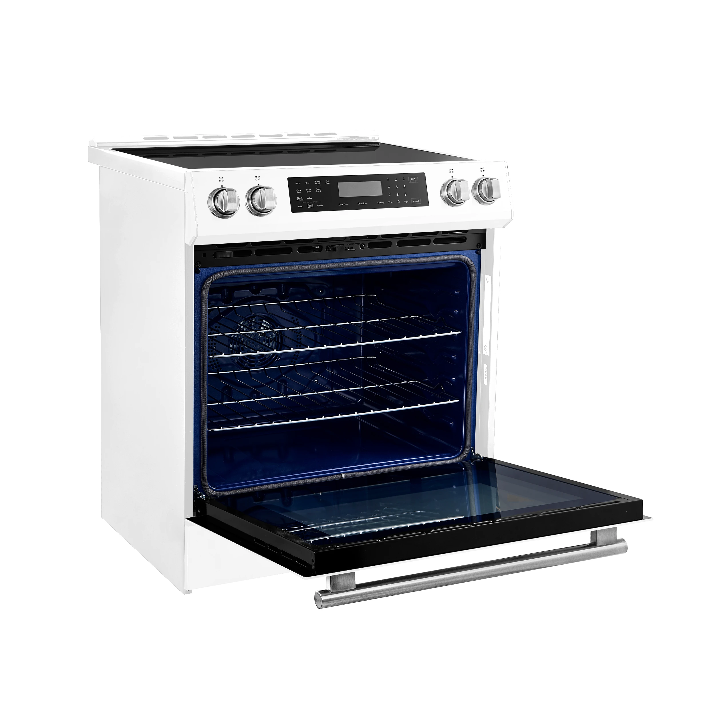 Donatello Espresso 30-Inch Slide-In Induction Range, Convection Oven, 5 Cooking Zones, Touch Control Panel FFSIN090530WHT