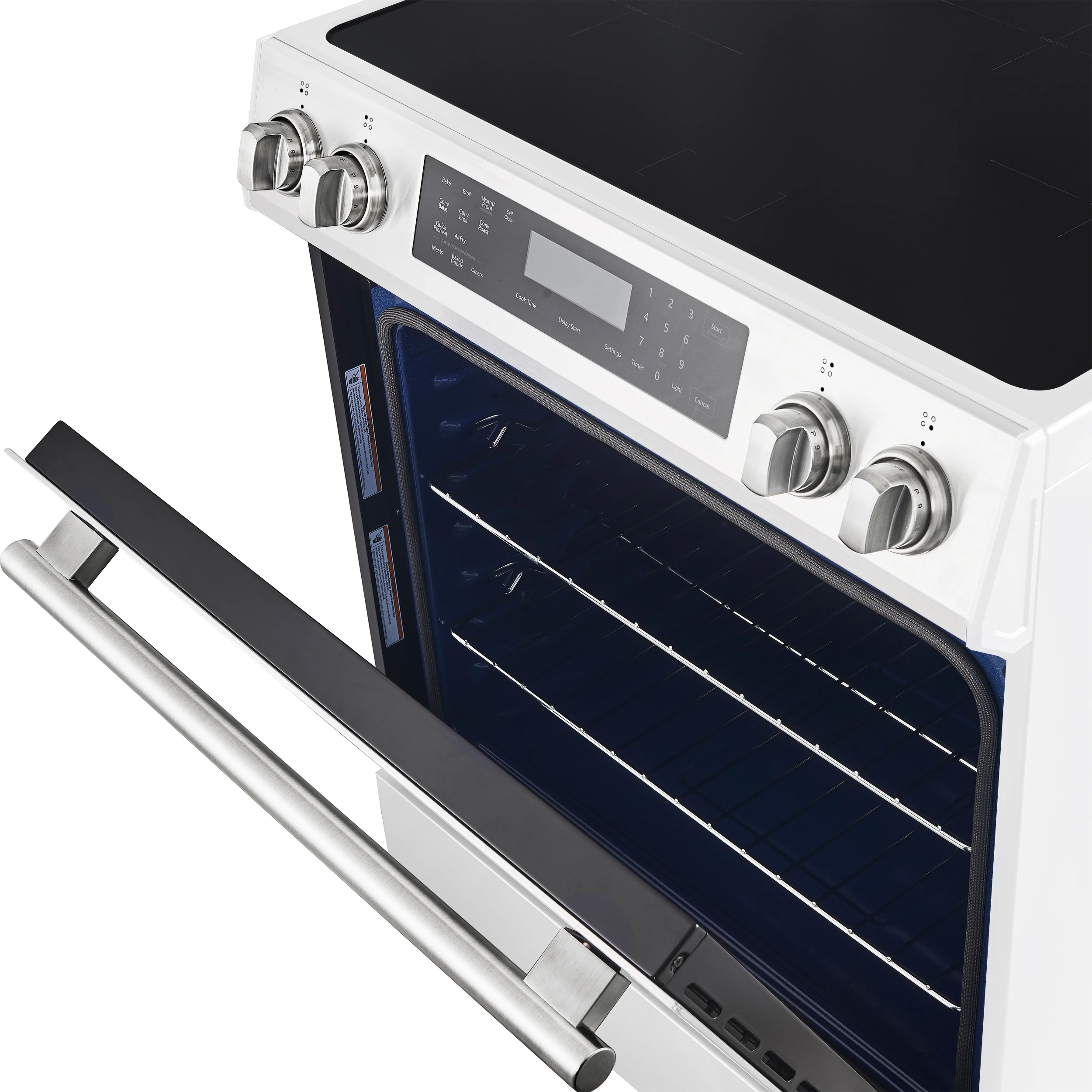 Donatello Espresso 30-Inch Slide-In Induction Range, Convection Oven, 5 Cooking Zones, Touch Control Panel FFSIN090530WHT