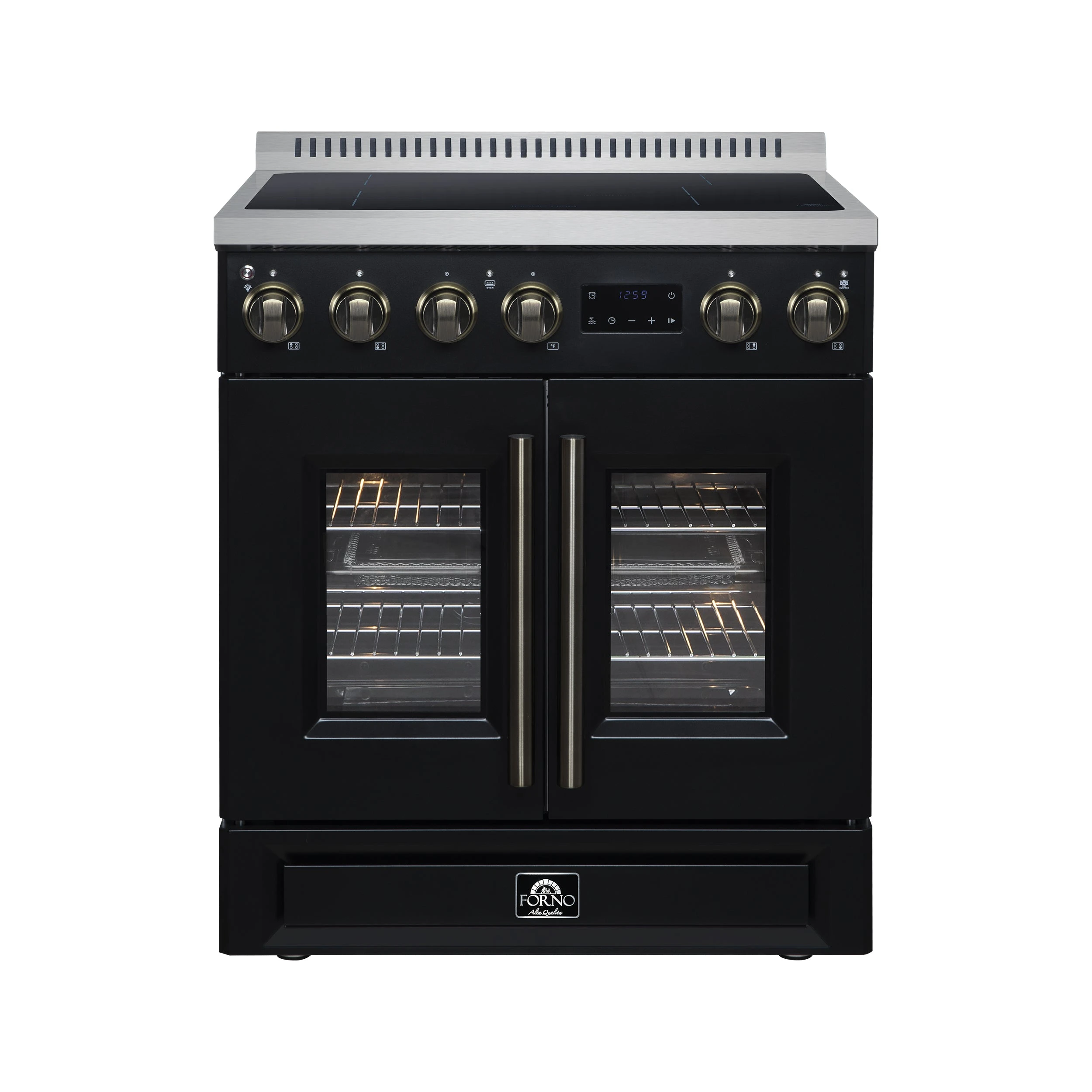 Torino French Door 30 Inch Induction Range with Air Fryer, Air Sous Vide & True Convection, Dual Broiler, FFSIN095030BLK