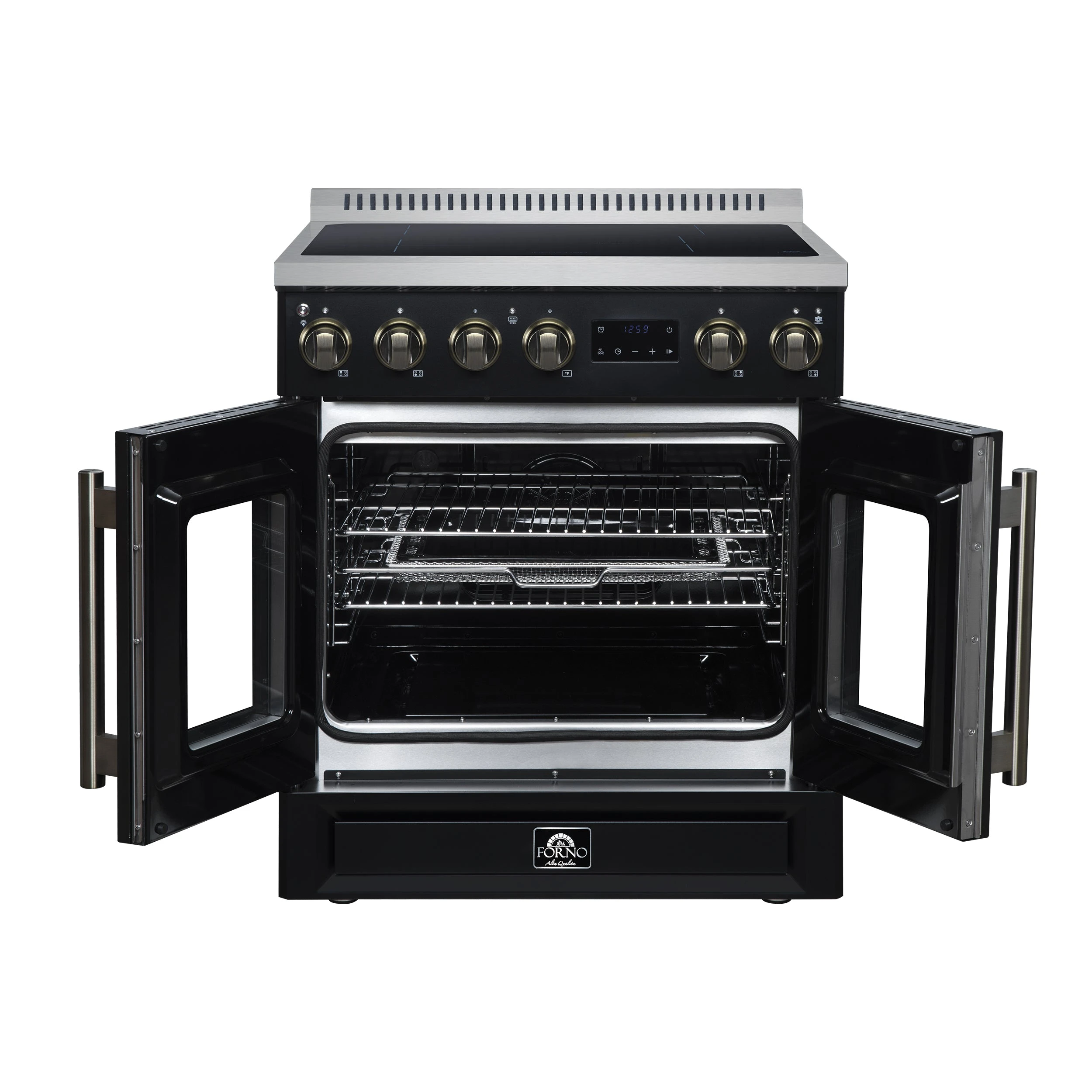 Torino French Door 30 Inch Induction Range with Air Fryer, Air Sous Vide & True Convection, Dual Broiler, FFSIN095030BLK