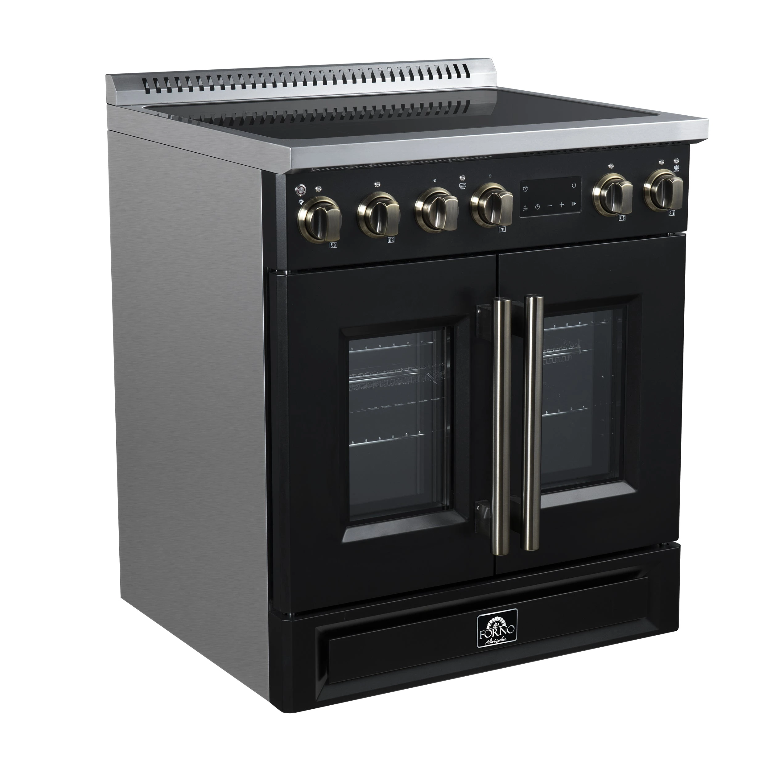 Torino French Door 30 Inch Induction Range with Air Fryer, Air Sous Vide & True Convection, Dual Broiler, FFSIN095030BLK
