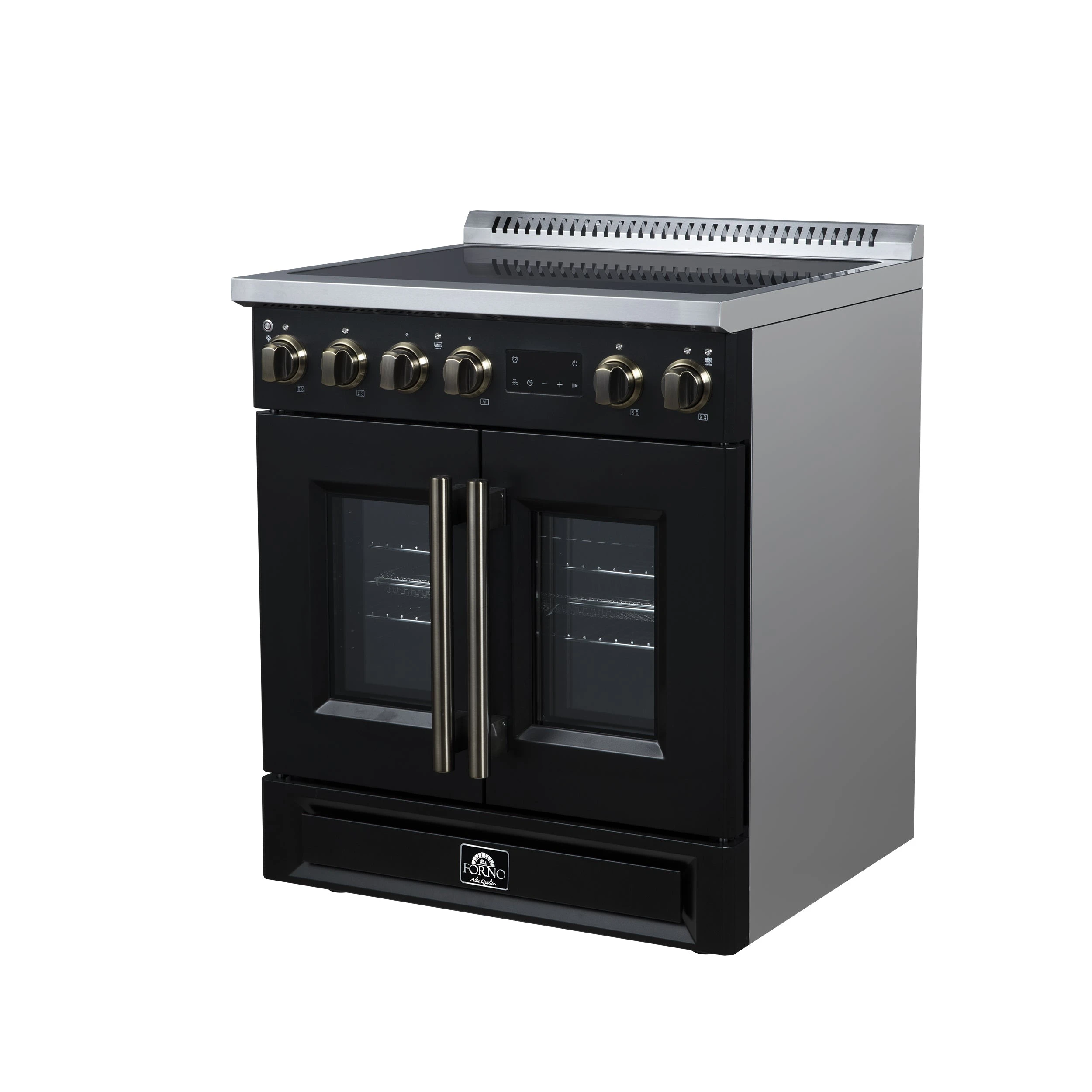 Torino French Door 30 Inch Induction Range with Air Fryer, Air Sous Vide & True Convection, Dual Broiler, FFSIN095030BLK