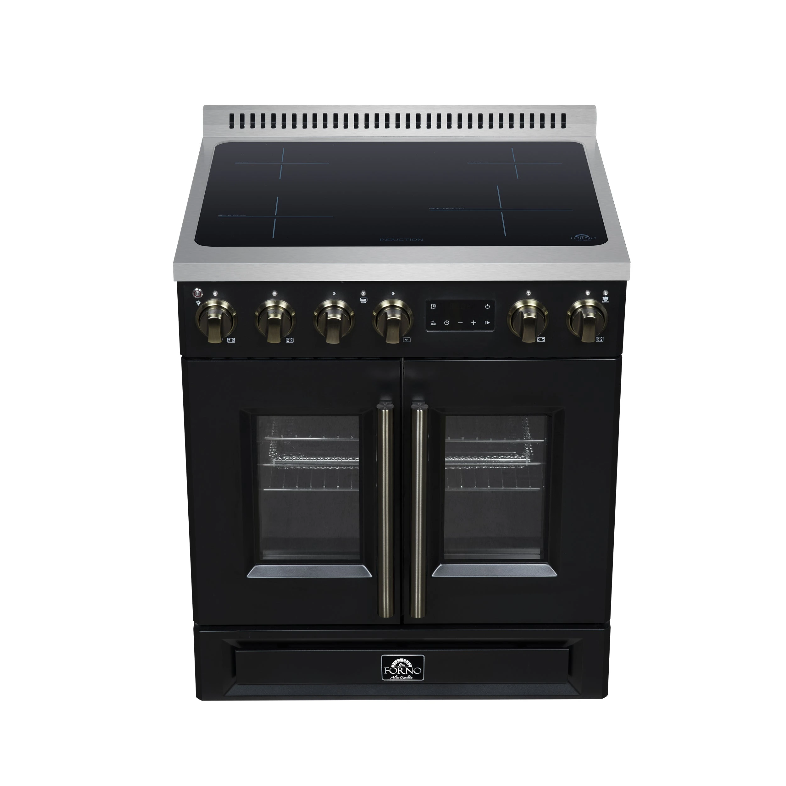 Torino French Door 30 Inch Induction Range with Air Fryer, Air Sous Vide & True Convection, Dual Broiler, FFSIN095030BLK