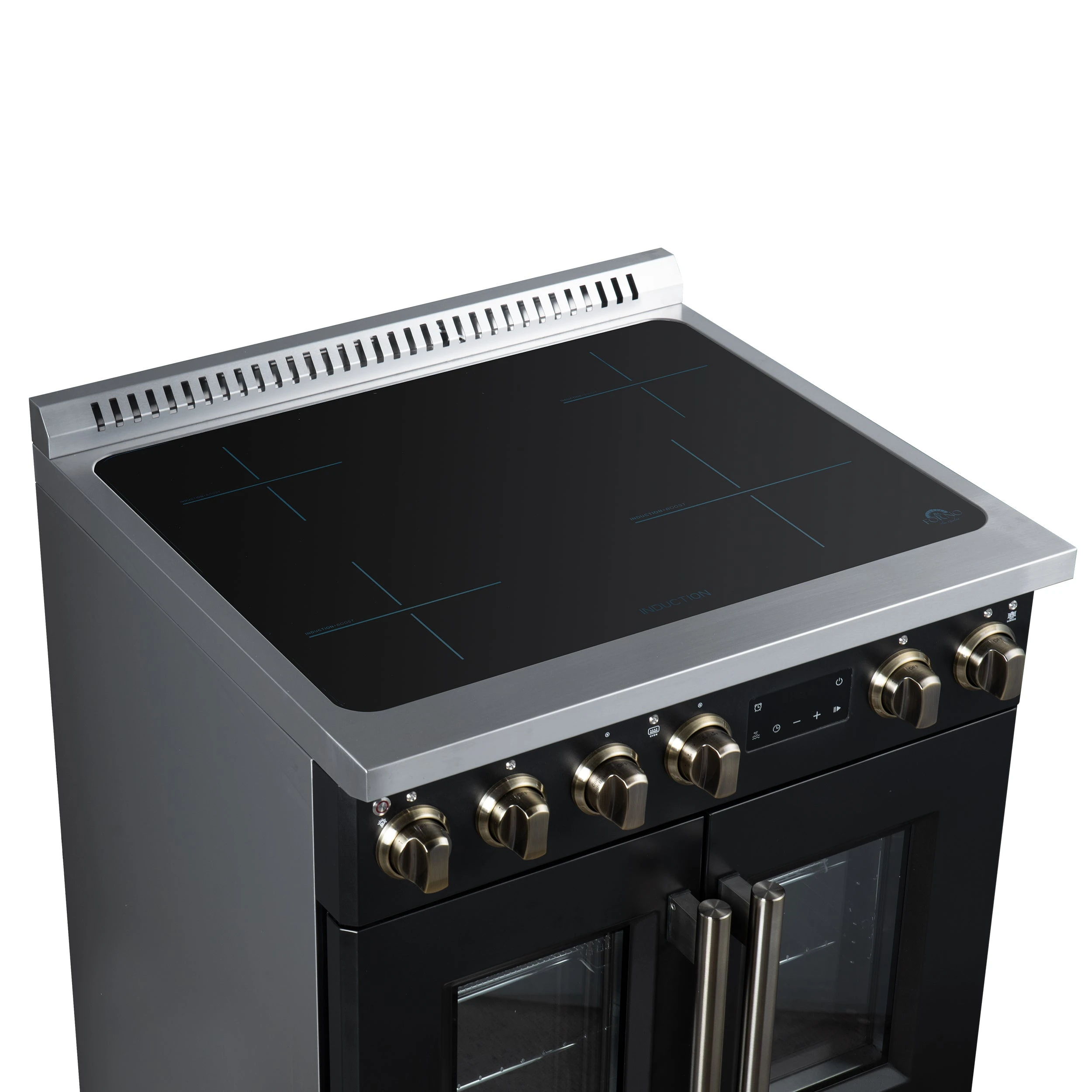 Torino French Door 30 Inch Induction Range with Air Fryer, Air Sous Vide & True Convection, Dual Broiler, FFSIN095030BLK