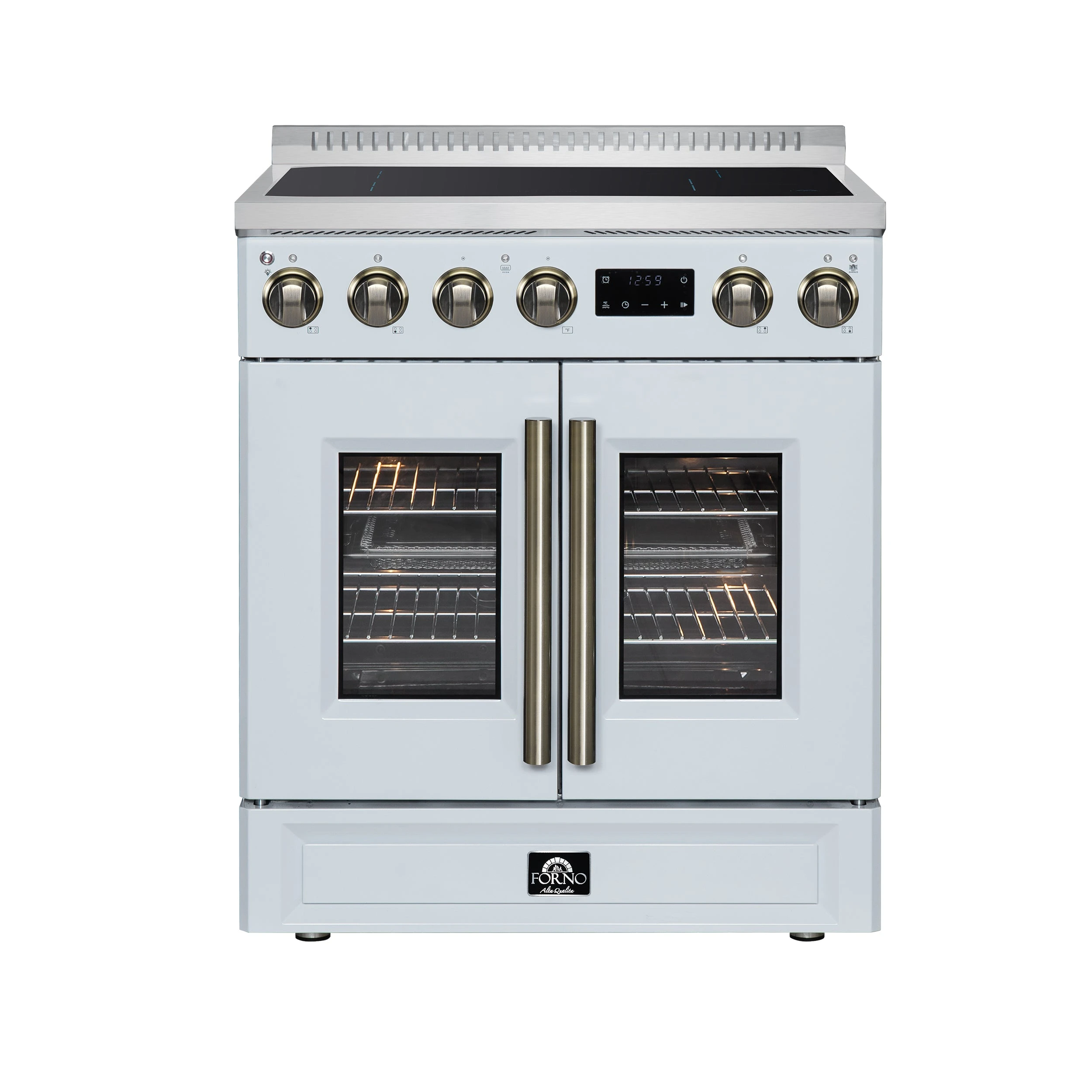 Torino French Door 30 Inch Induction Range with Air Fryer, Air Sous Vide & True Convection, Dual Broiler, FFSIN095030WHT