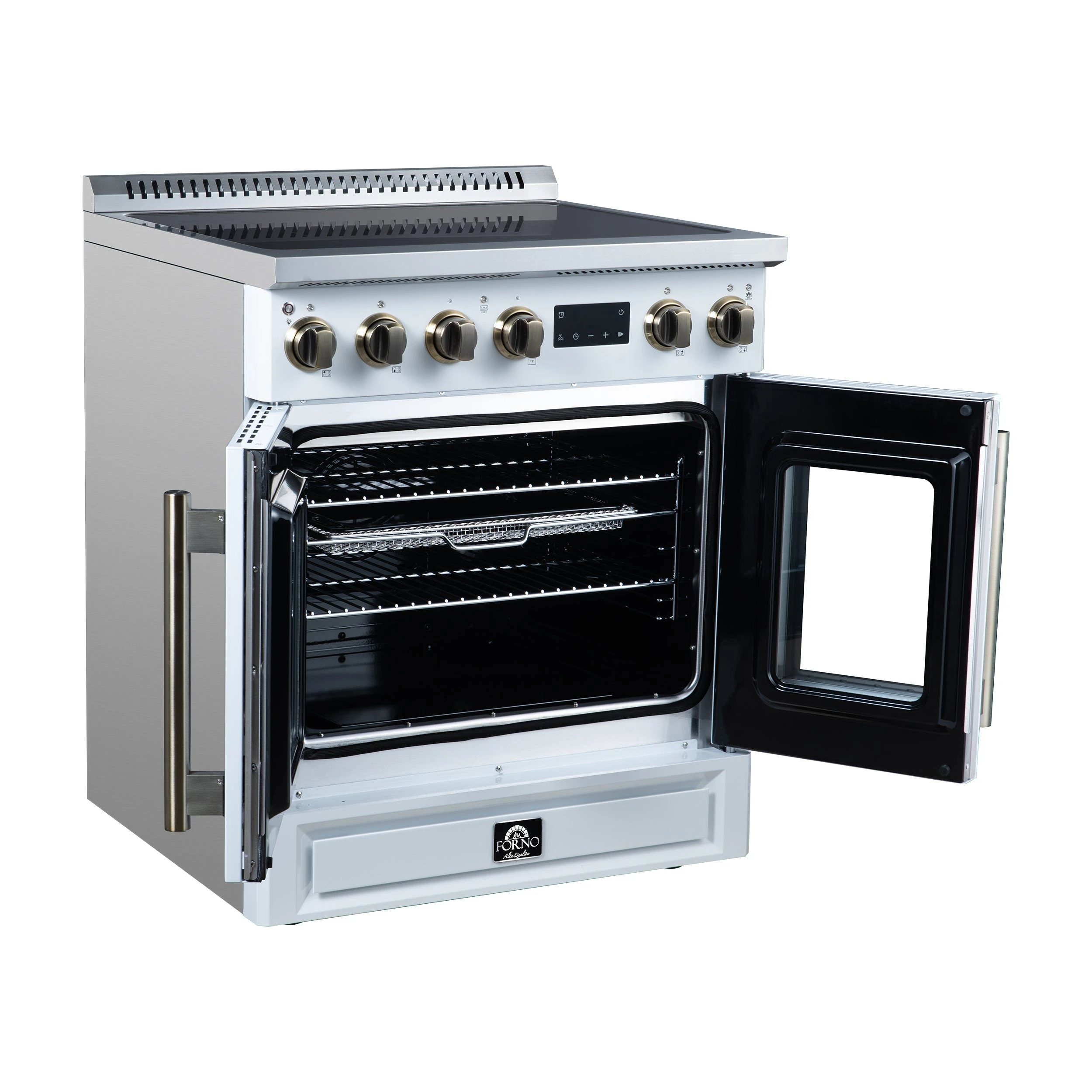 Torino French Door 30 Inch Induction Range with Air Fryer, Air Sous Vide & True Convection, Dual Broiler, FFSIN095030WHT