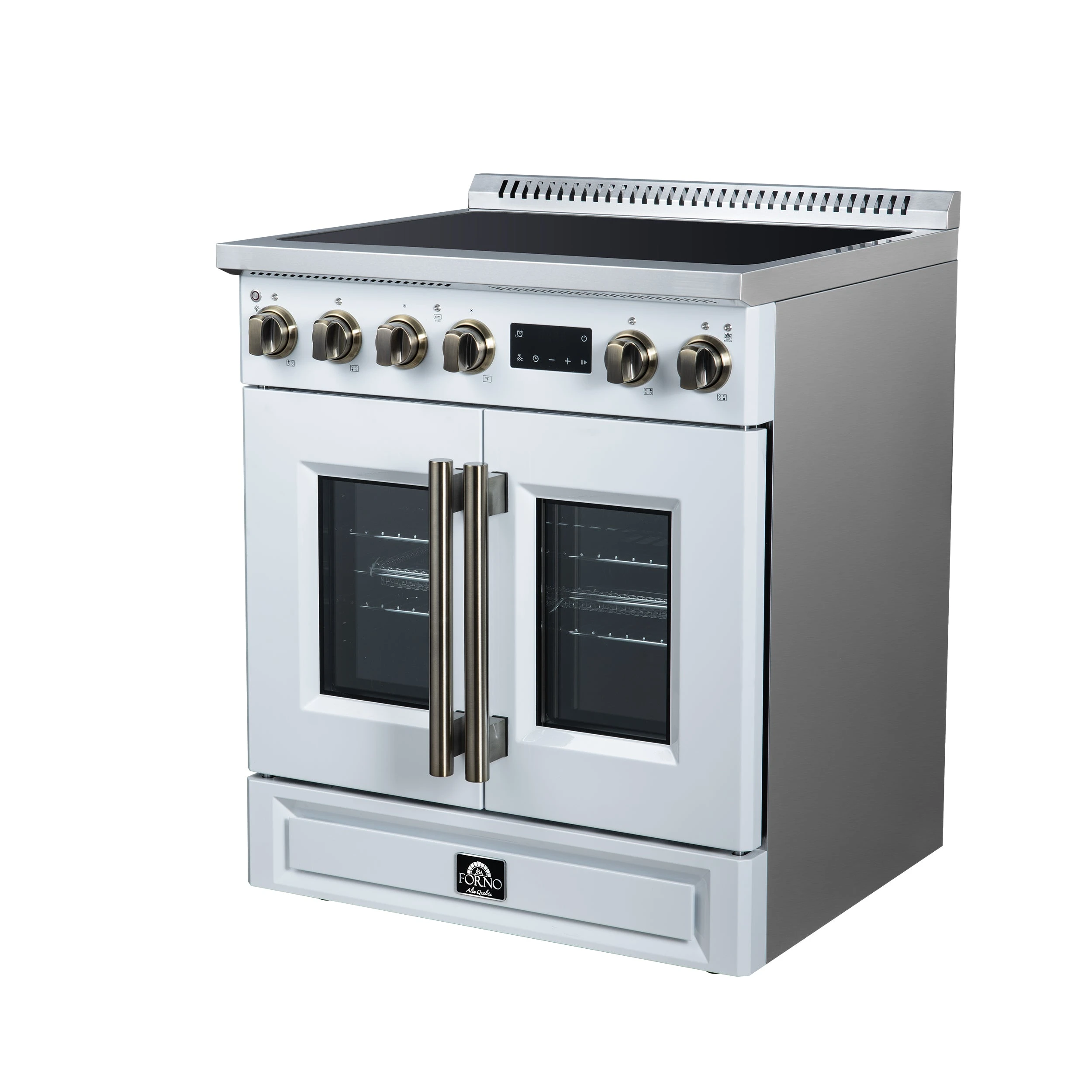 Torino French Door 30 Inch Induction Range with Air Fryer, Air Sous Vide & True Convection, Dual Broiler, FFSIN095030WHT