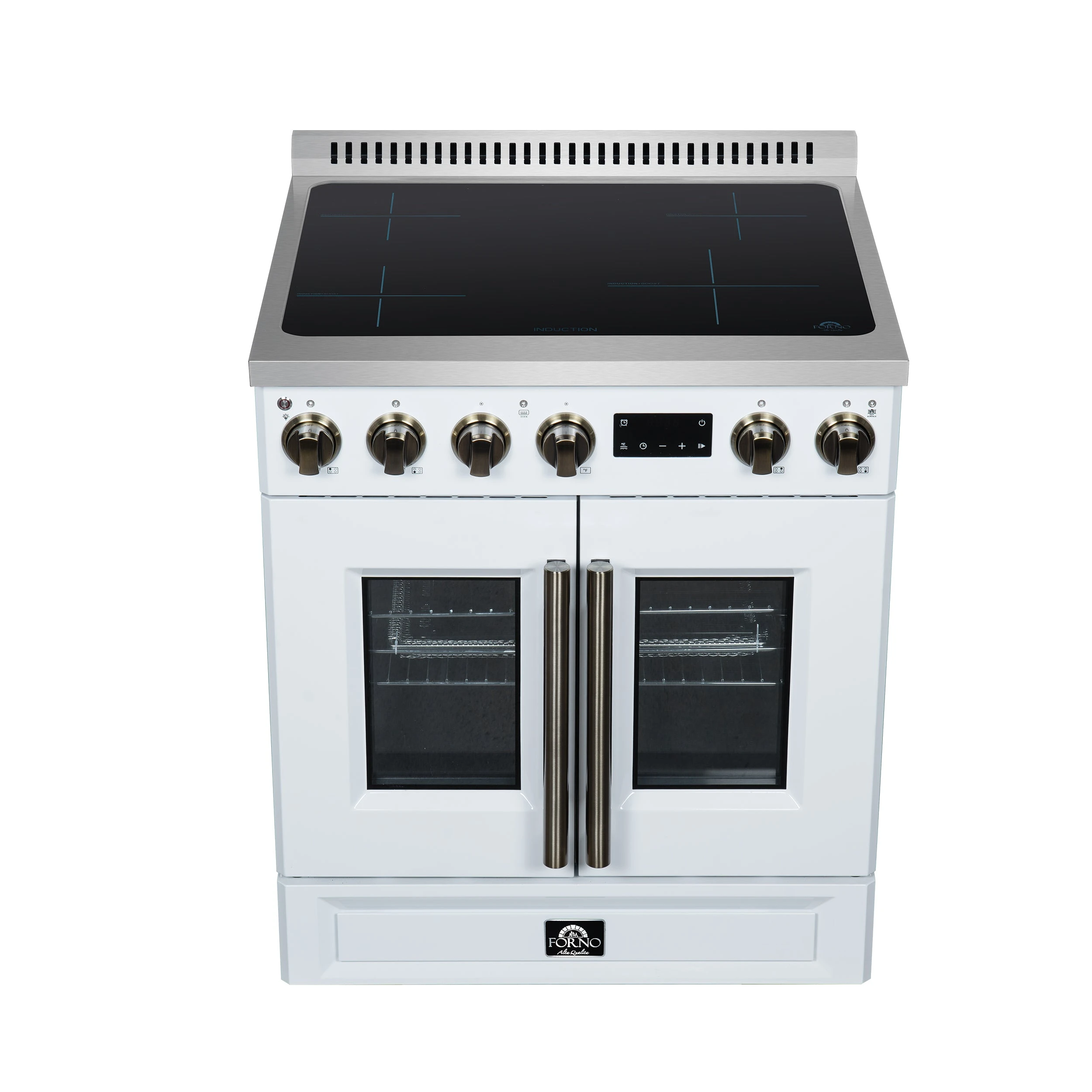 Torino French Door 30 Inch Induction Range with Air Fryer, Air Sous Vide & True Convection, Dual Broiler, FFSIN095030WHT