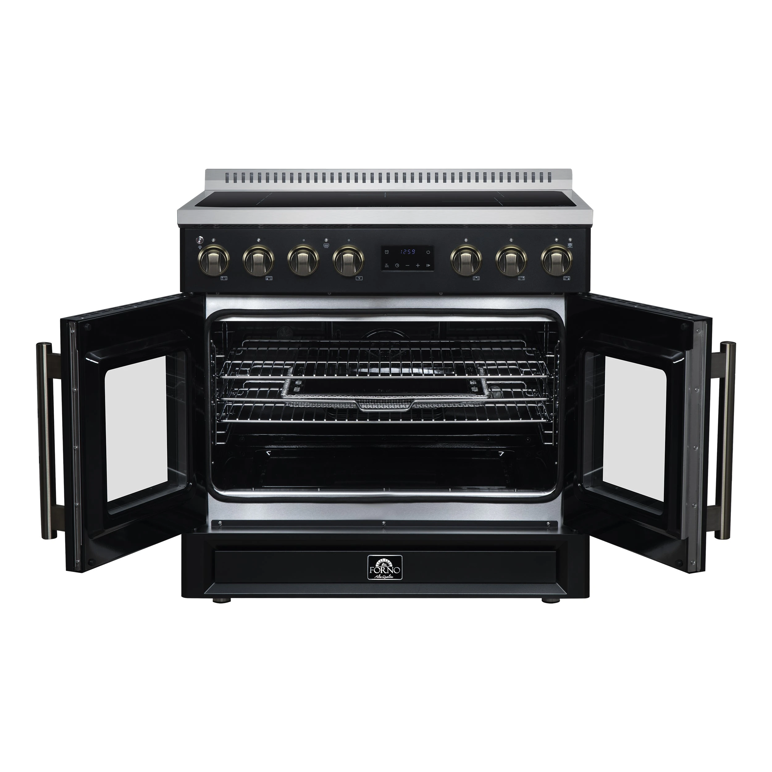 Torino French Door 36 Inch Induction Range with Air Fryer, Air Sous Vide & True Convection, Dual Broiler, FFSIN095036BLK