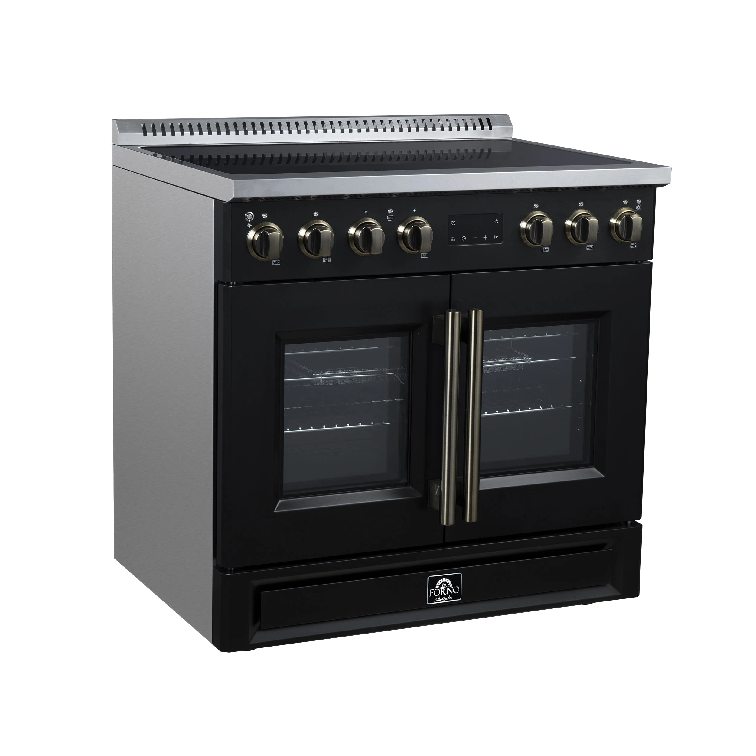Torino French Door 36 Inch Induction Range with Air Fryer, Air Sous Vide & True Convection, Dual Broiler, FFSIN095036BLK
