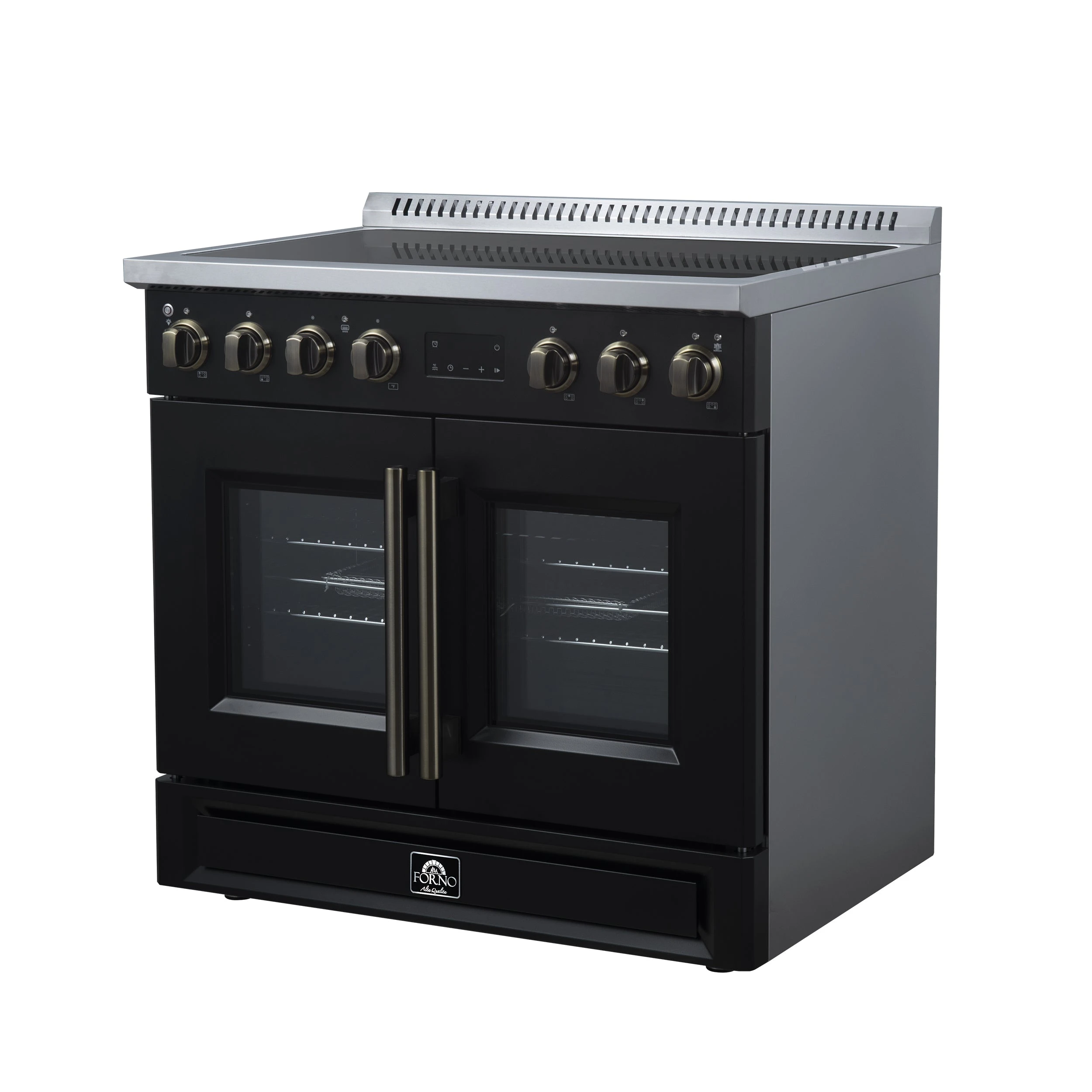 Torino French Door 36 Inch Induction Range with Air Fryer, Air Sous Vide & True Convection, Dual Broiler, FFSIN095036BLK
