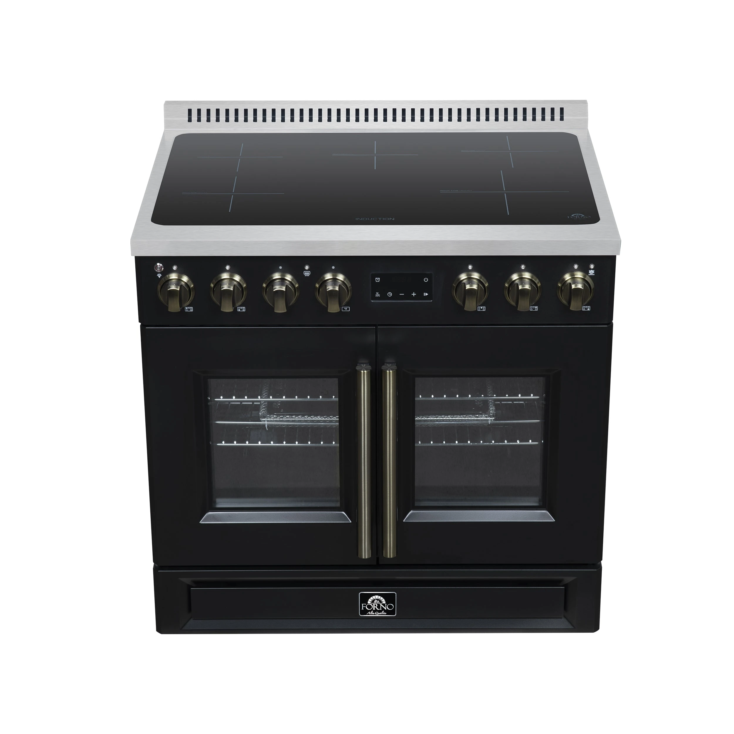 Torino French Door 36 Inch Induction Range with Air Fryer, Air Sous Vide & True Convection, Dual Broiler, FFSIN095036BLK