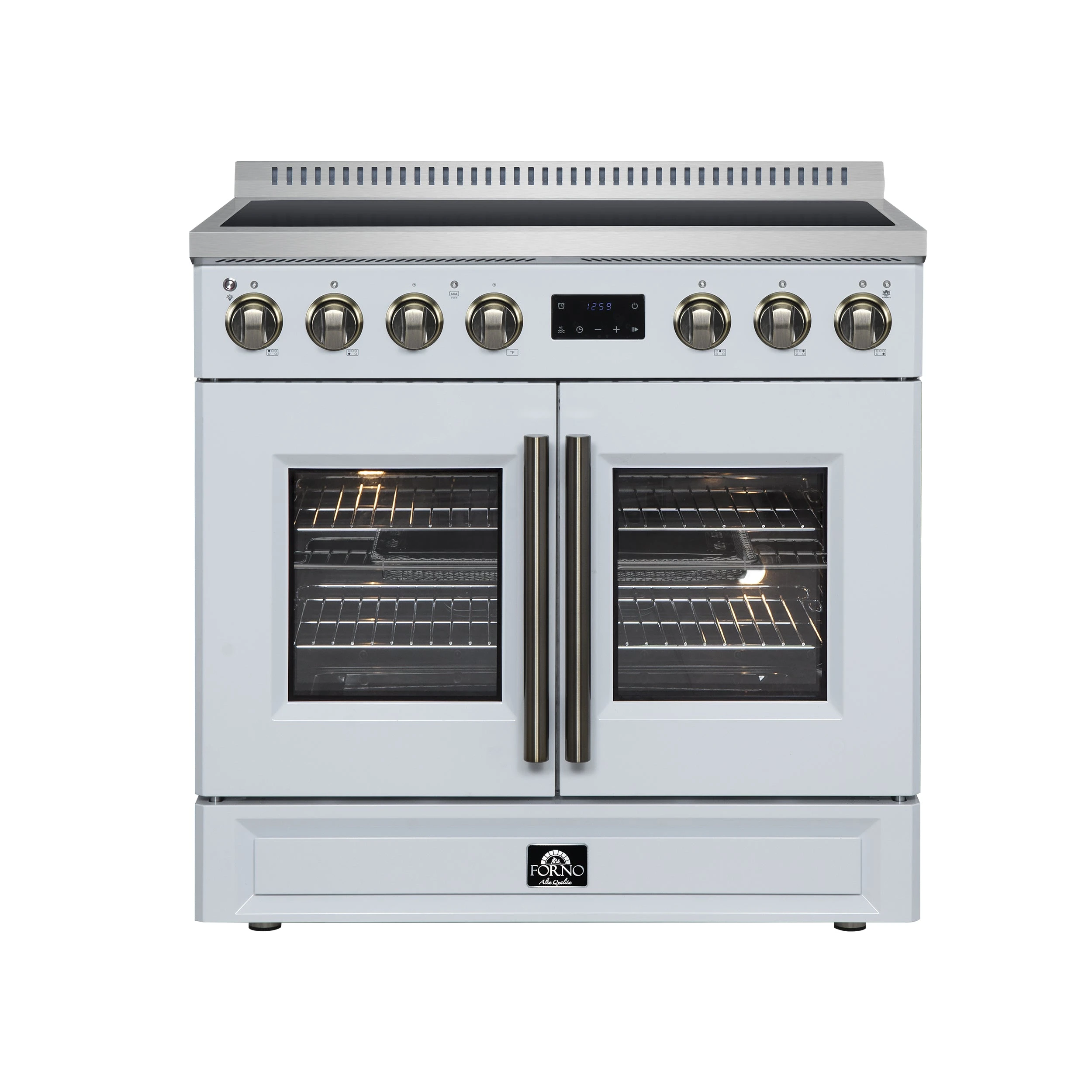 Torino French Door 36 Inch Induction Range with Air Fryer, Air Sous Vide & True Convection, Dual Broiler, FFSIN095036WHT
