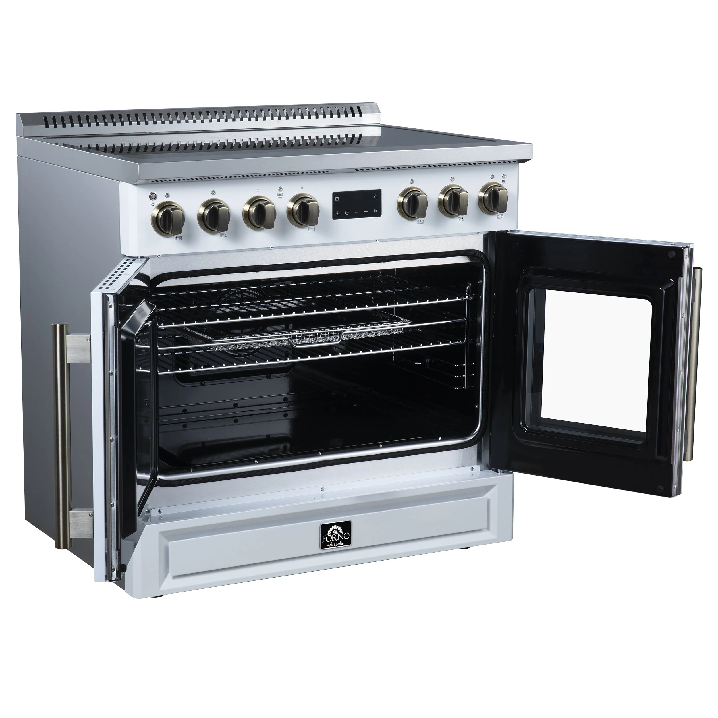 Torino French Door 36 Inch Induction Range with Air Fryer, Air Sous Vide & True Convection, Dual Broiler, FFSIN095036WHT