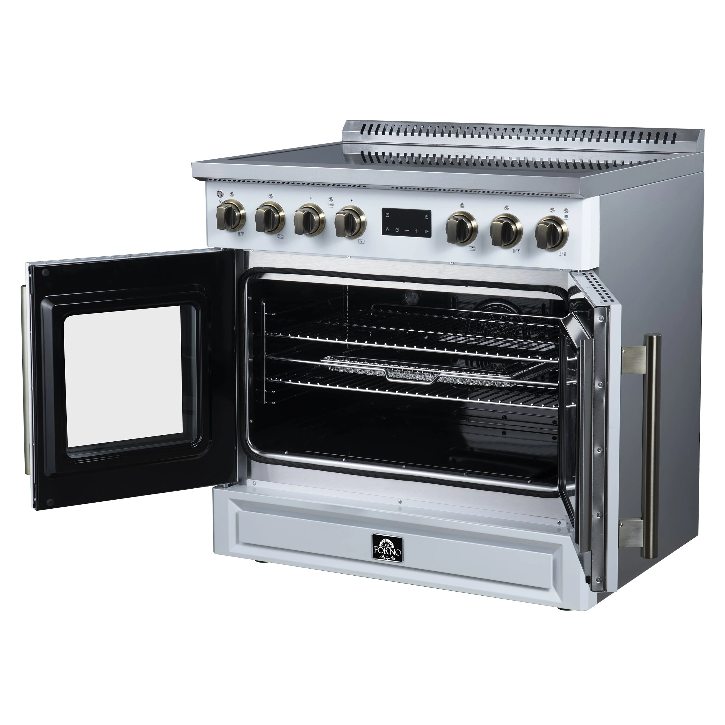 Torino French Door 36 Inch Induction Range with Air Fryer, Air Sous Vide & True Convection, Dual Broiler, FFSIN095036WHT